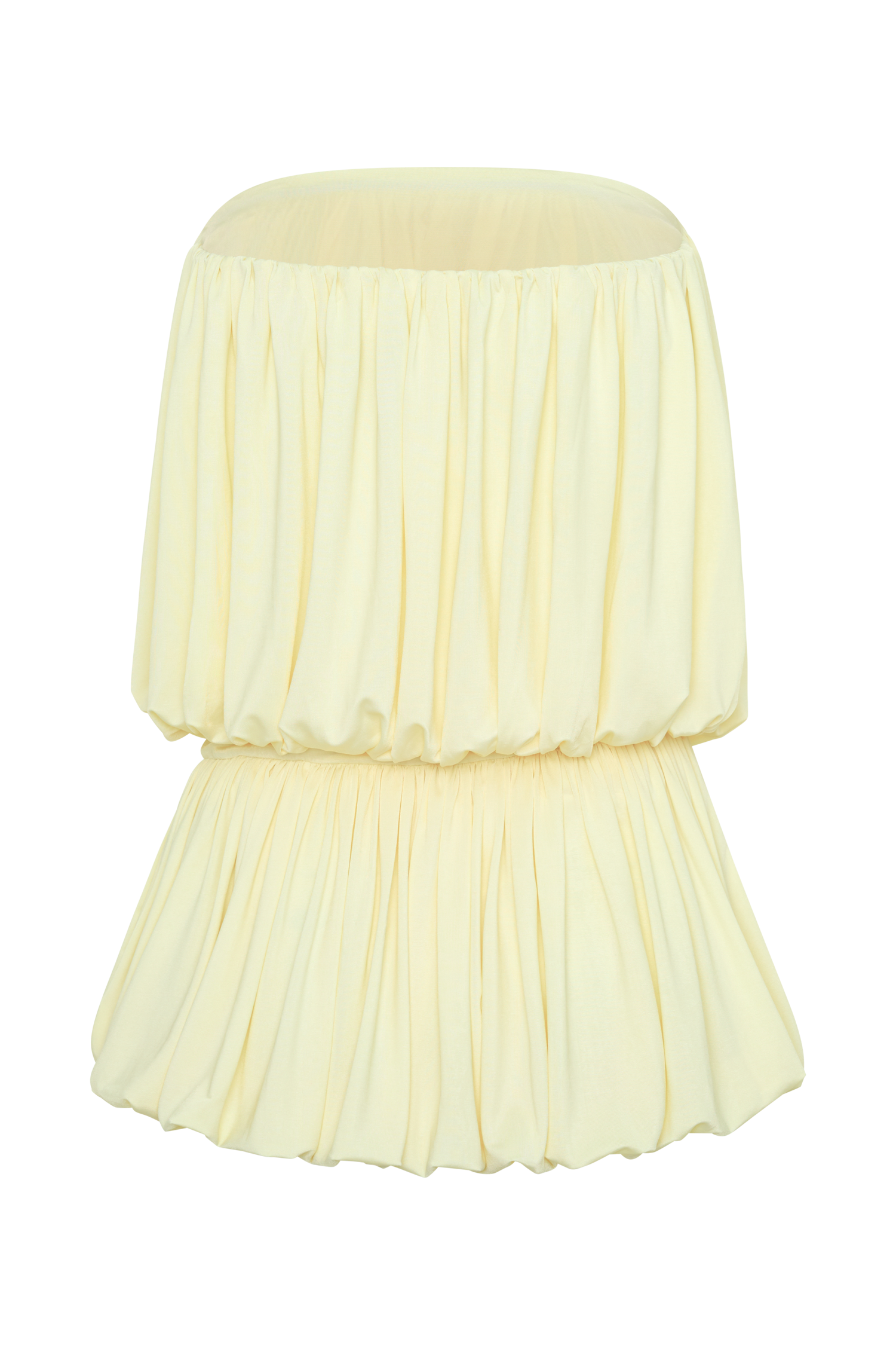Safiya Strapless Gathered Bubble Mini Dress - Lemon - Image 8