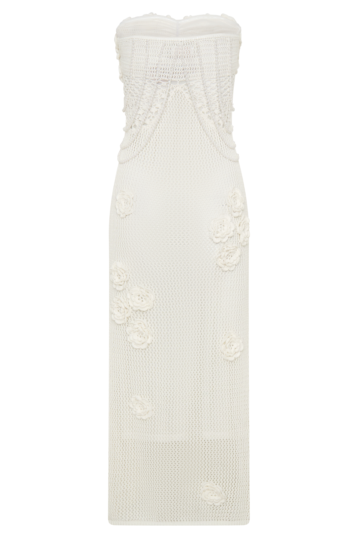 Samantha Crochet Midi Dress With Flowers - Ivory - Image 6