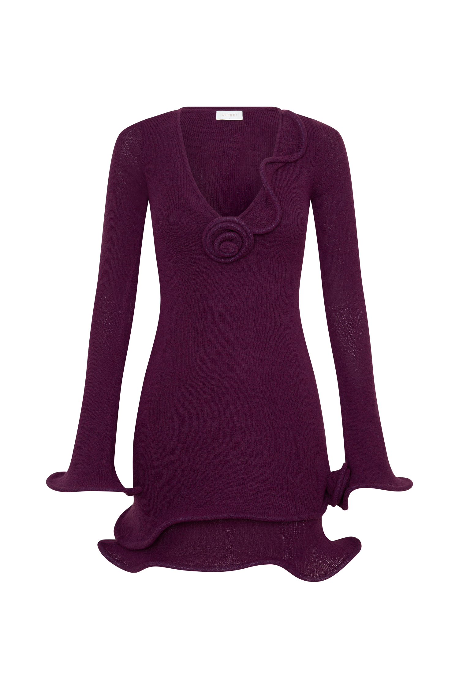 Samira Knit Long Sleeve Mini Dress - Plum - Image 9