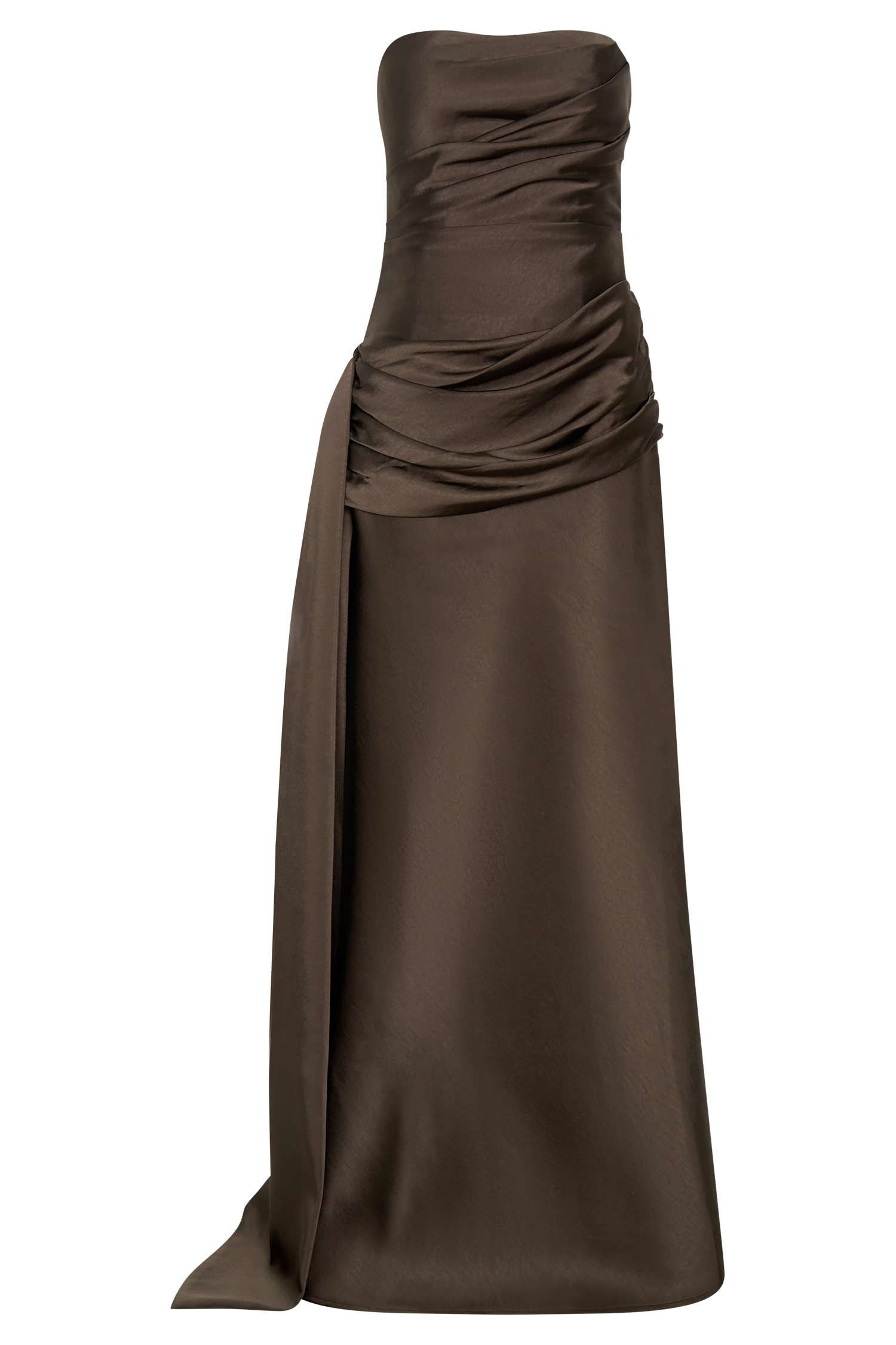 Sarah Strapless Maxi Dress With Waist Tie - Mocha - Image 7