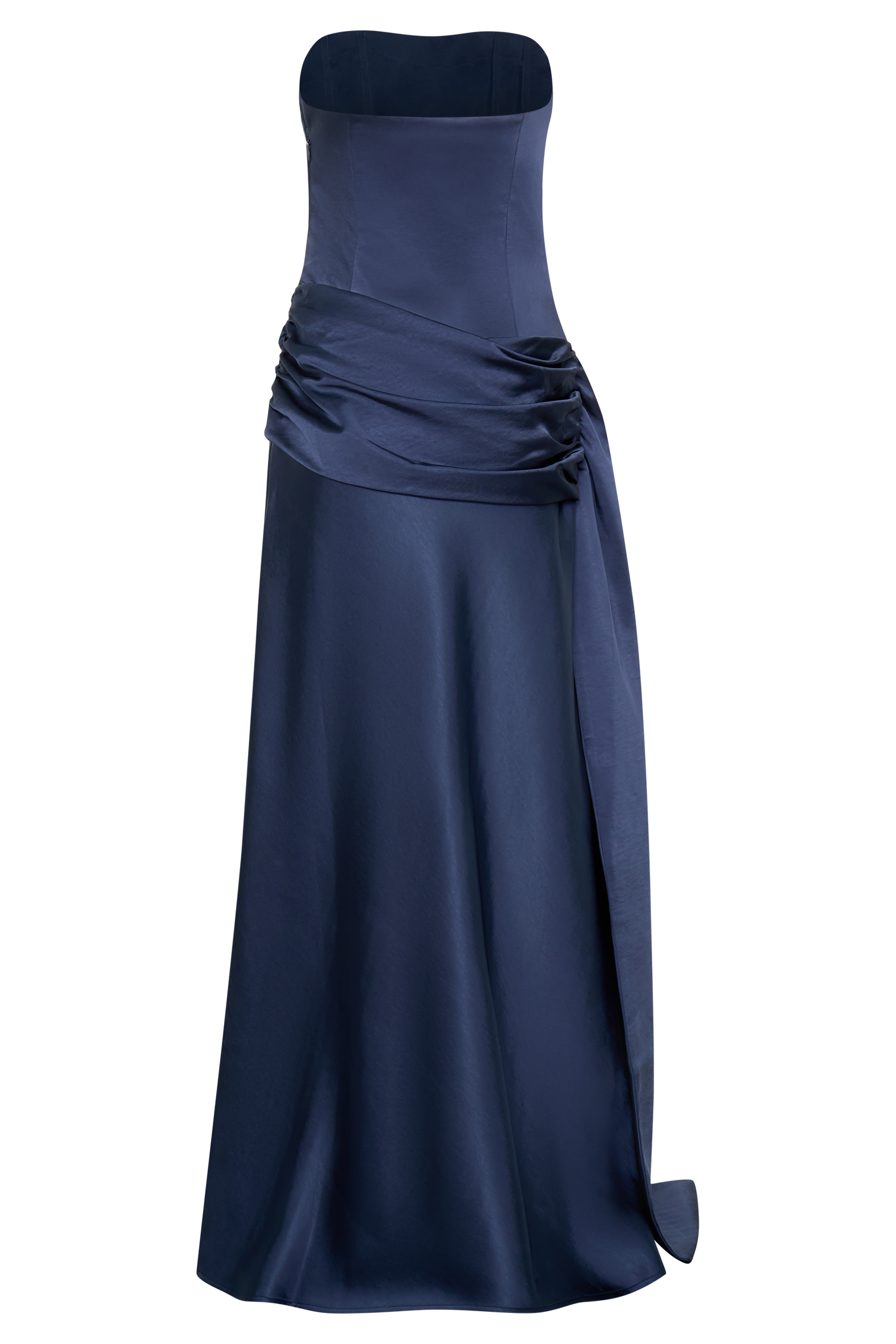 Sarah Strapless Maxi Dress With Waist Tie - Navy - Image 8