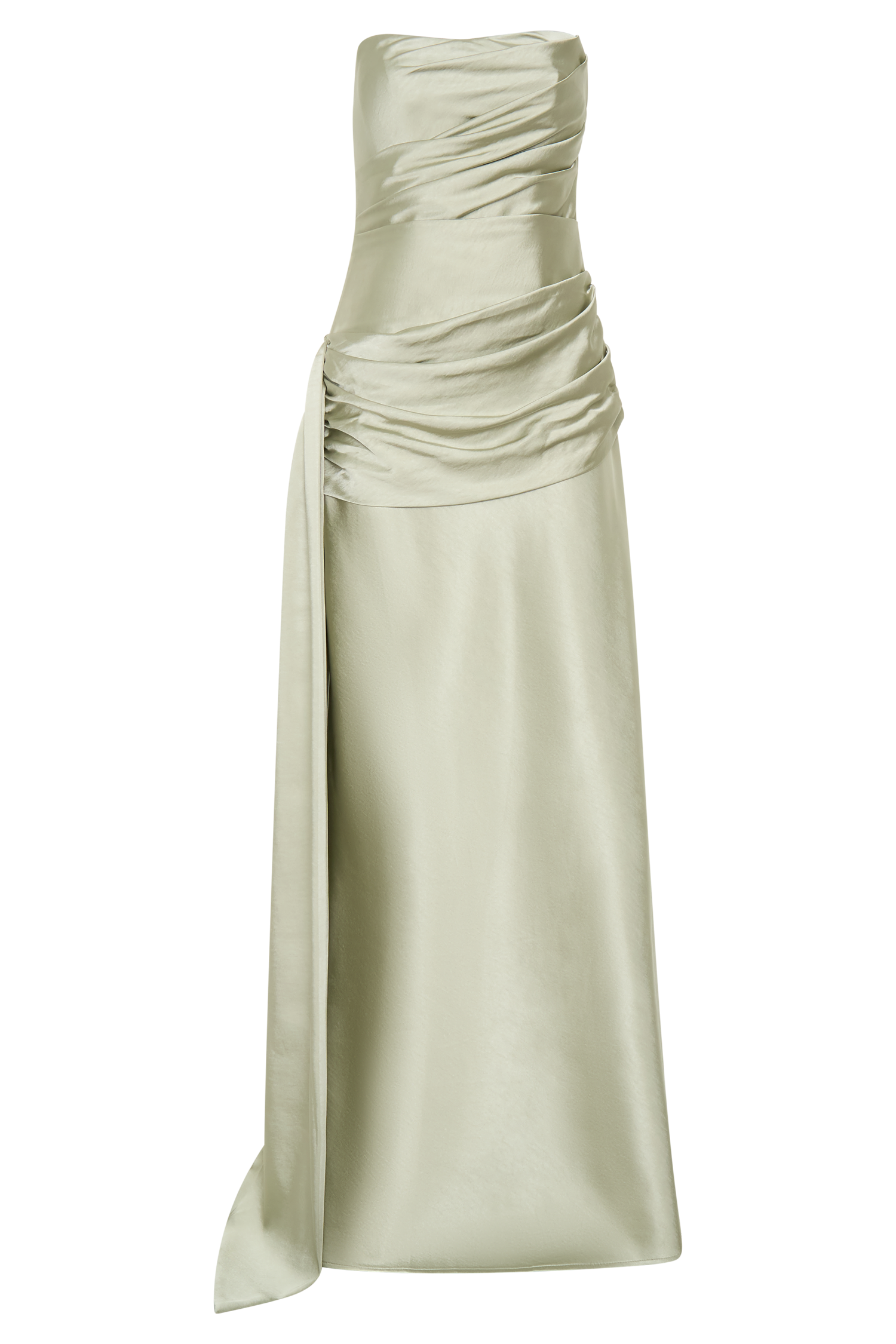 Sarah Strapless Maxi Dress With Waist Tie - Sage - Image 7