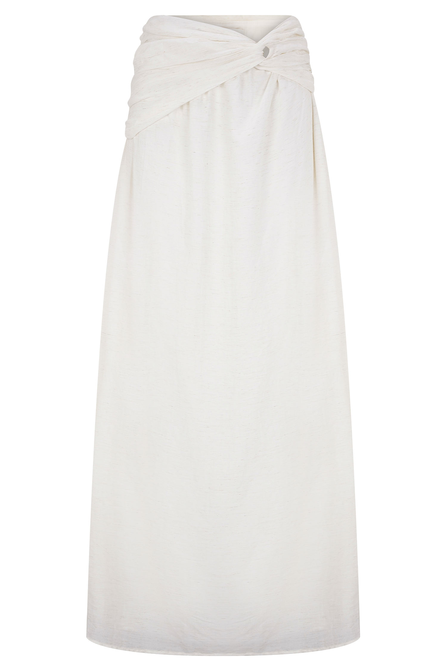 Scottie Gathered Linen Knot Maxi Skirt - Oat Marle - Image 10