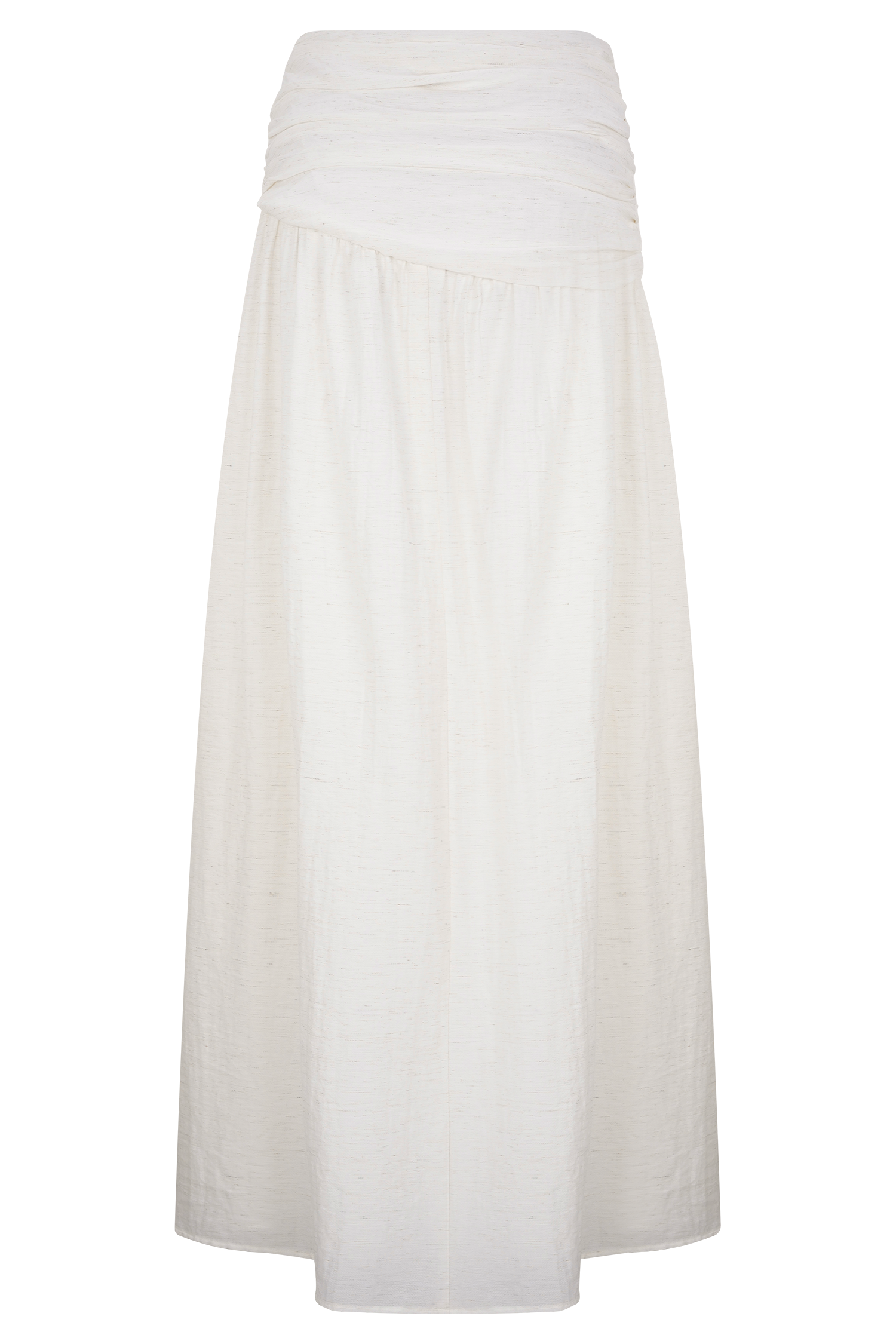 Scottie Gathered Linen Knot Maxi Skirt - Oat Marle - Image 9