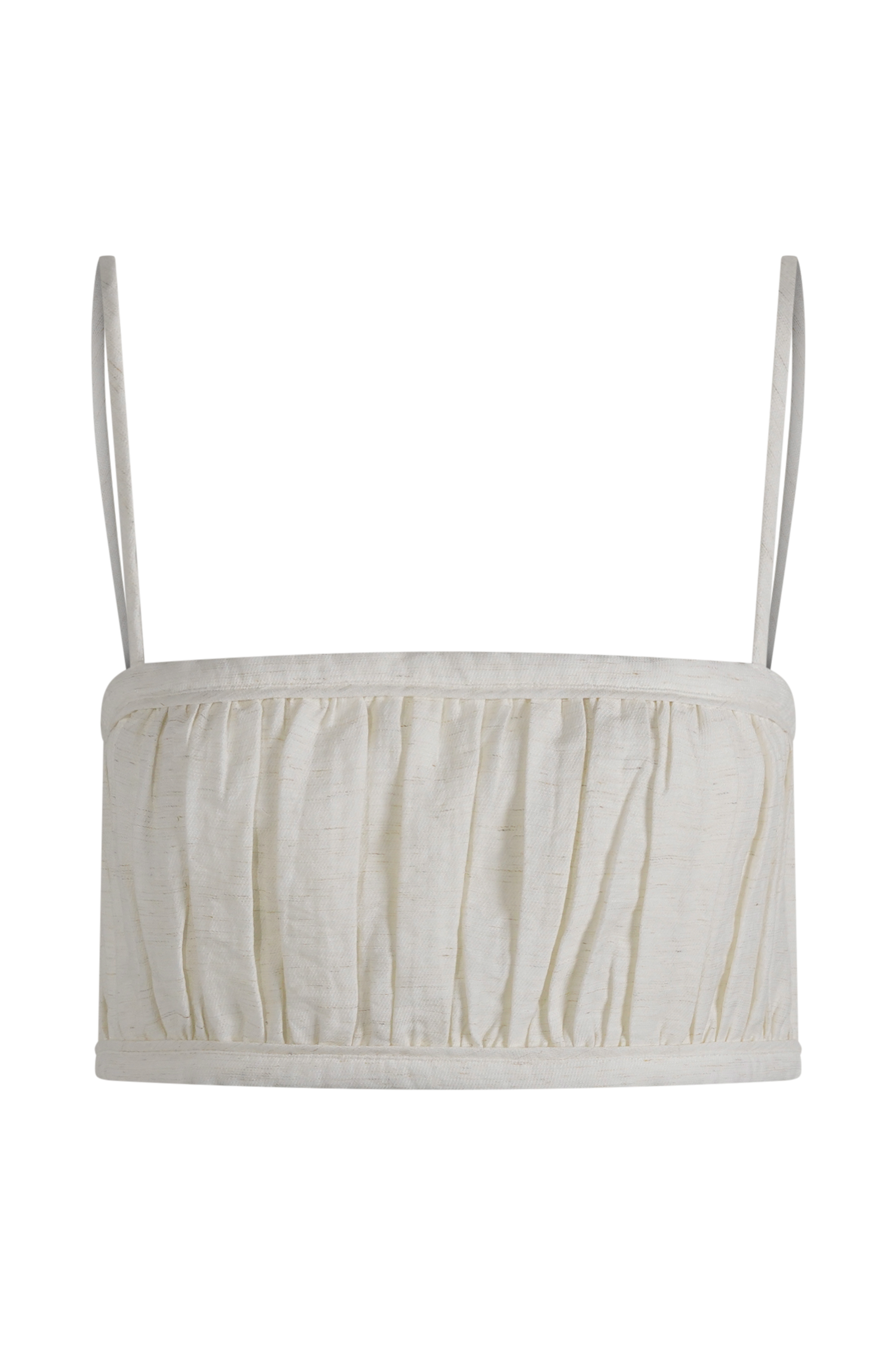 Scottie Shirred Linen Bandeau - Oat Marle - Image 9