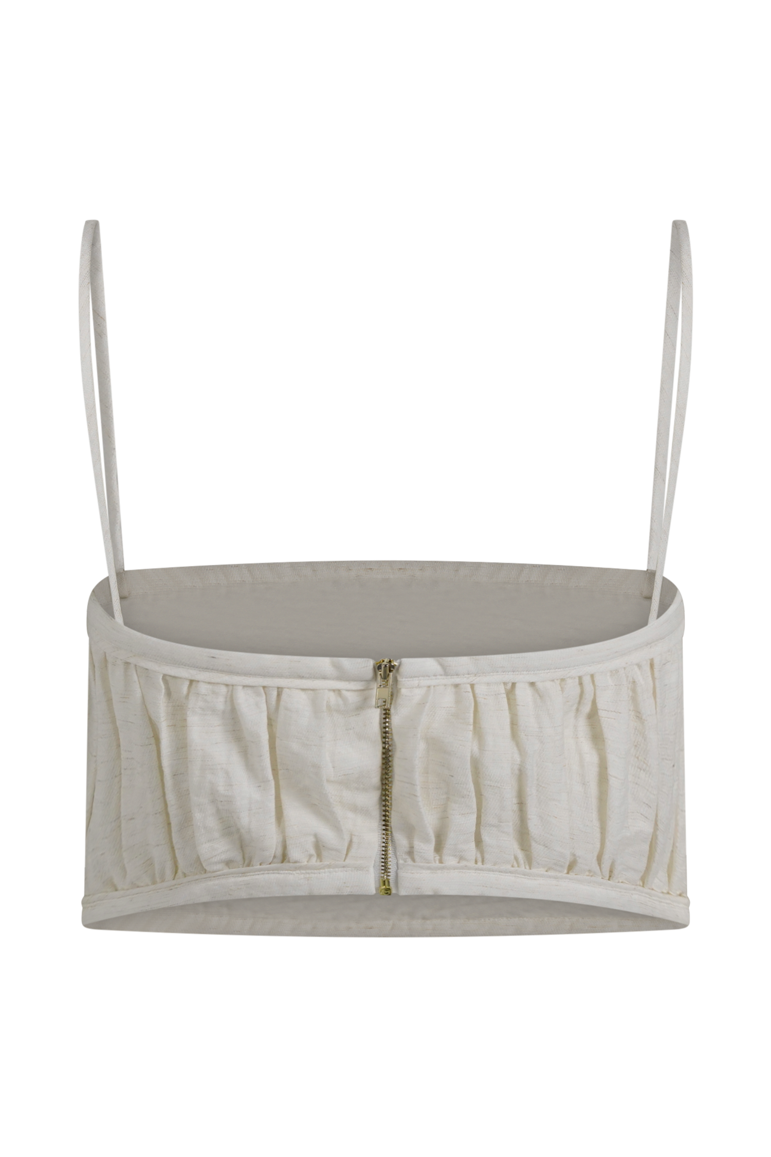 Scottie Shirred Linen Bandeau - Oat Marle - Image 8