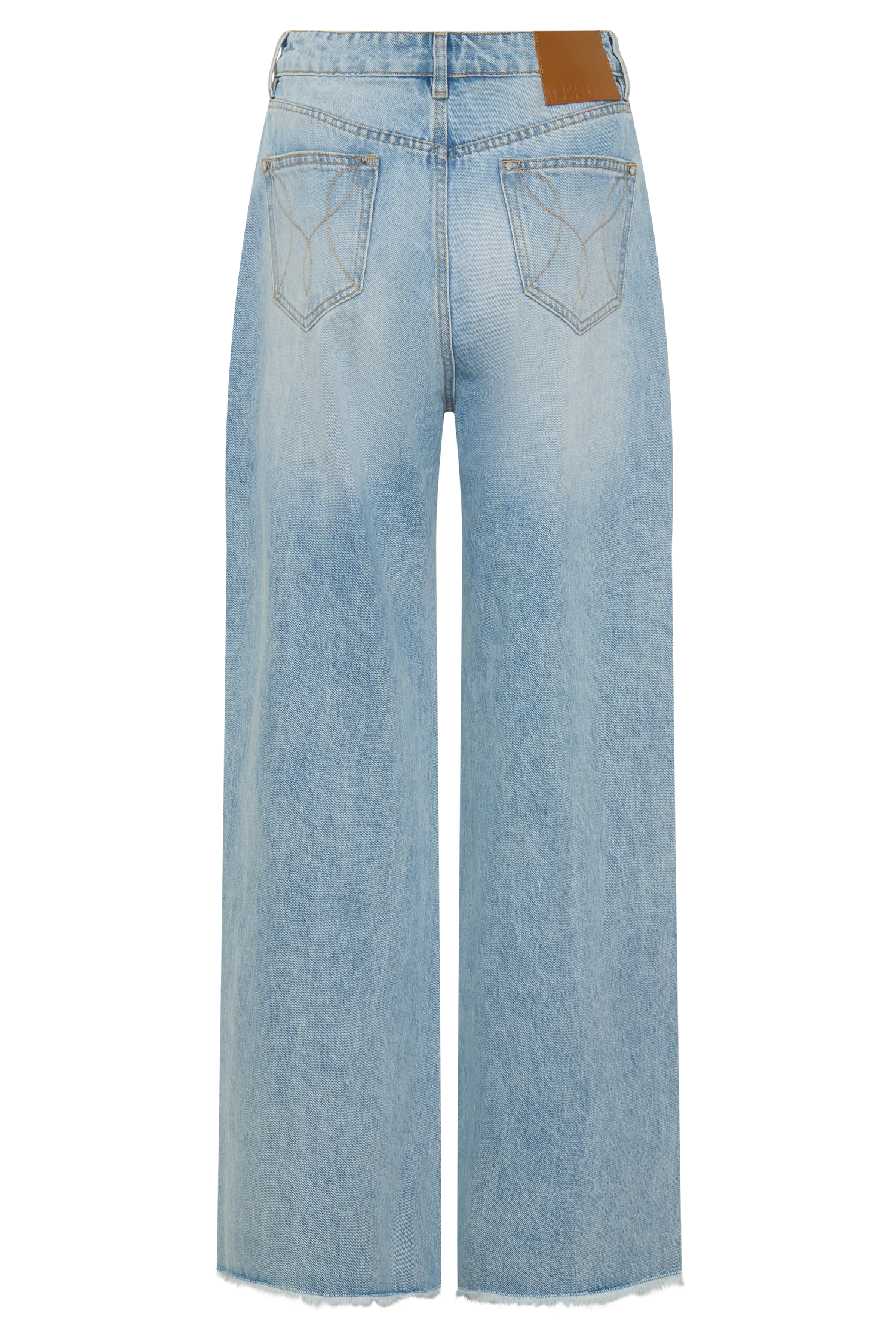 Sebastian Straight Leg Denim Jeans With Fray Hem - Washed Light Blue - Image 12