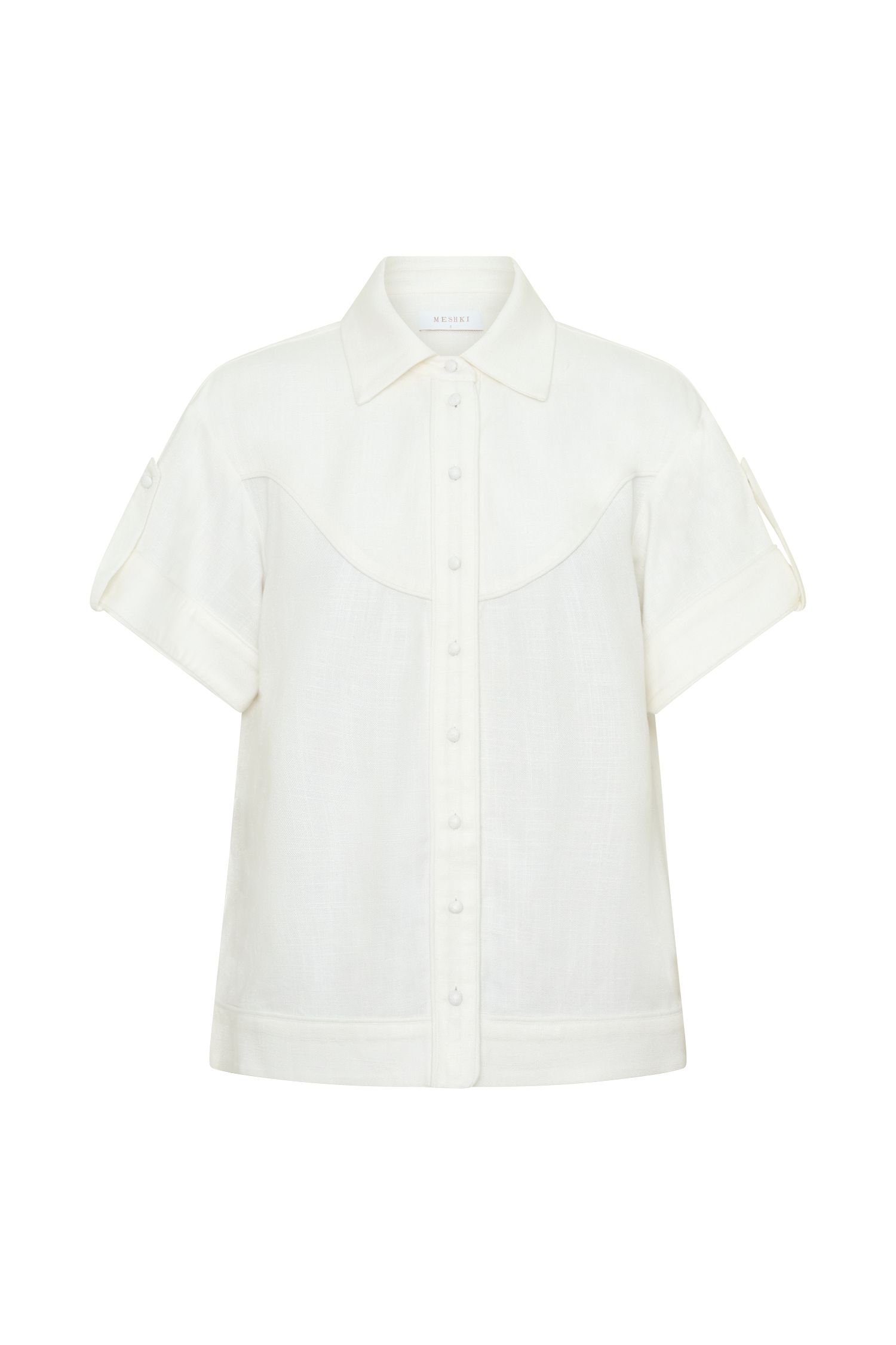 Selena Linen Short Sleeve Shirt - White - Image 11