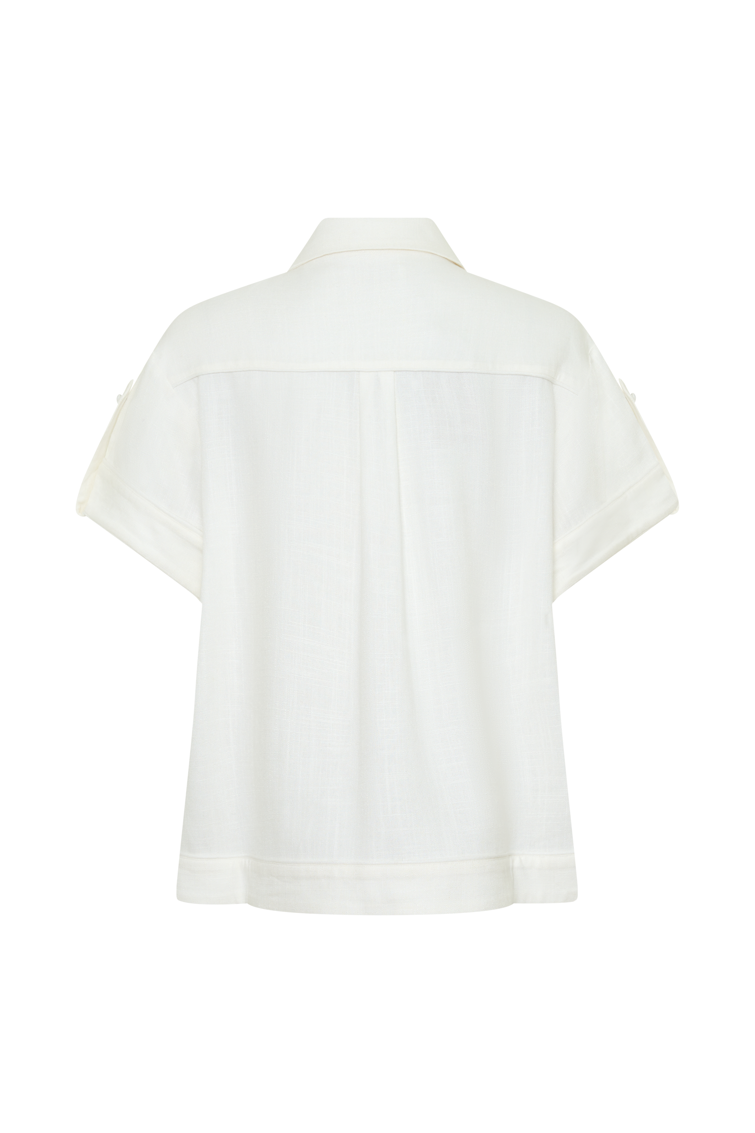 Selena Linen Short Sleeve Shirt - White - Image 10