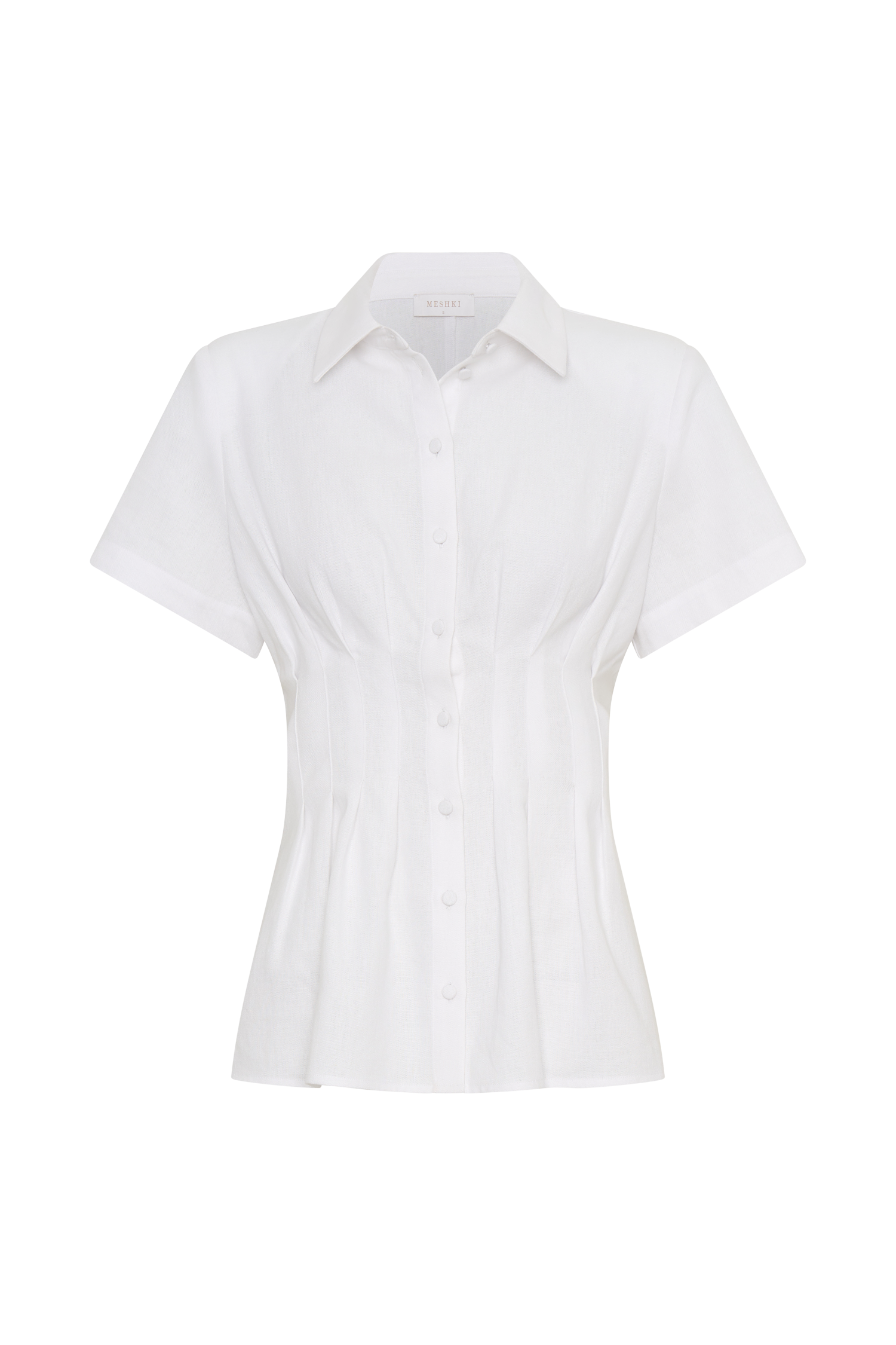 Selma Short Sleeve Linen Shirt - White - Image 7