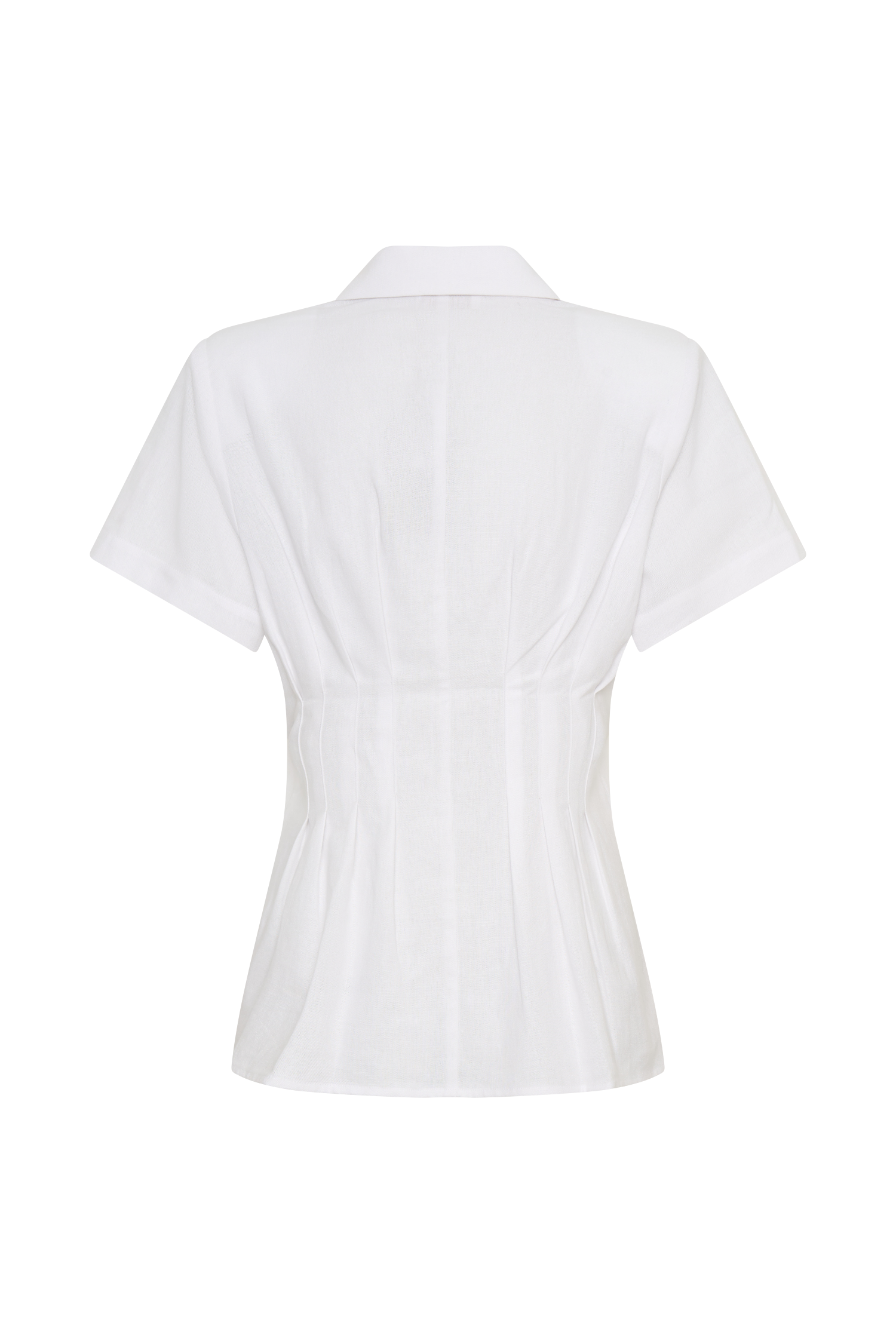 Selma Short Sleeve Linen Shirt - White - Image 6