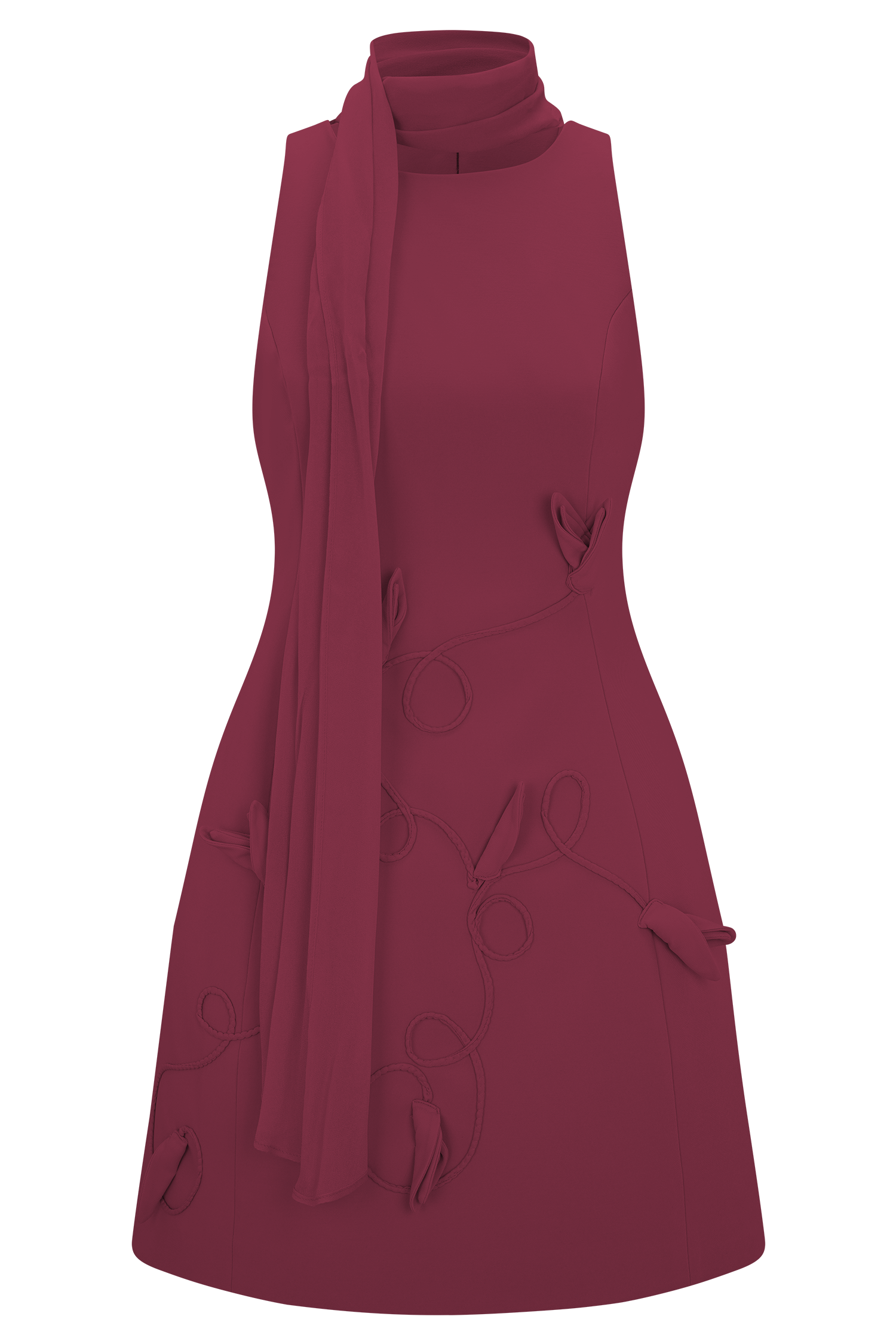 Skyler Suiting Embroidered Mini Dress - Wine - Image 9