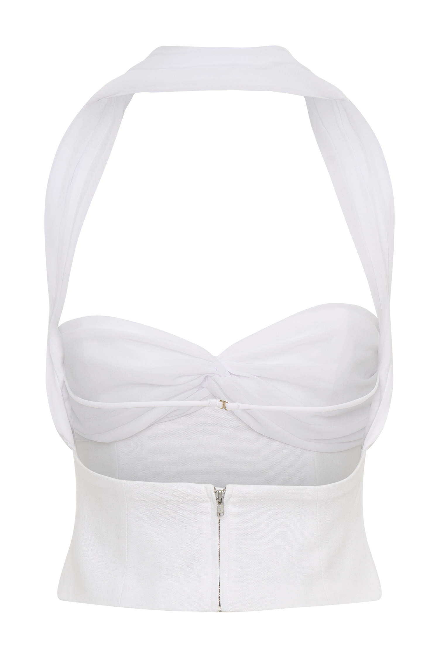 Talia Chiffon And Linen Halter Top - White - Image 10