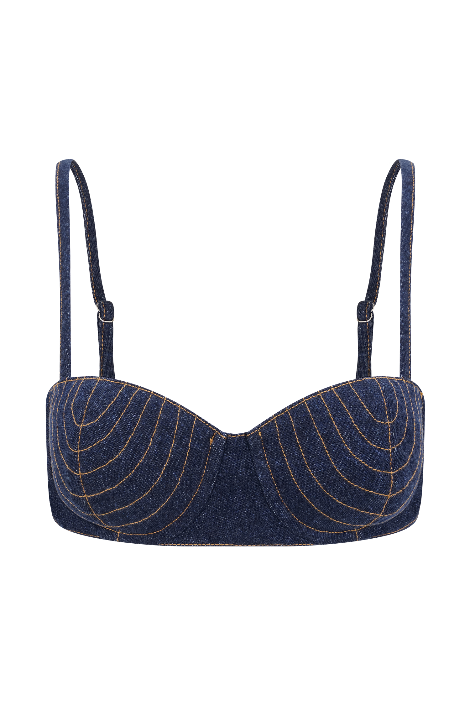 Belle Denim Cropped Bralette - Indigo Blue - Image 9
