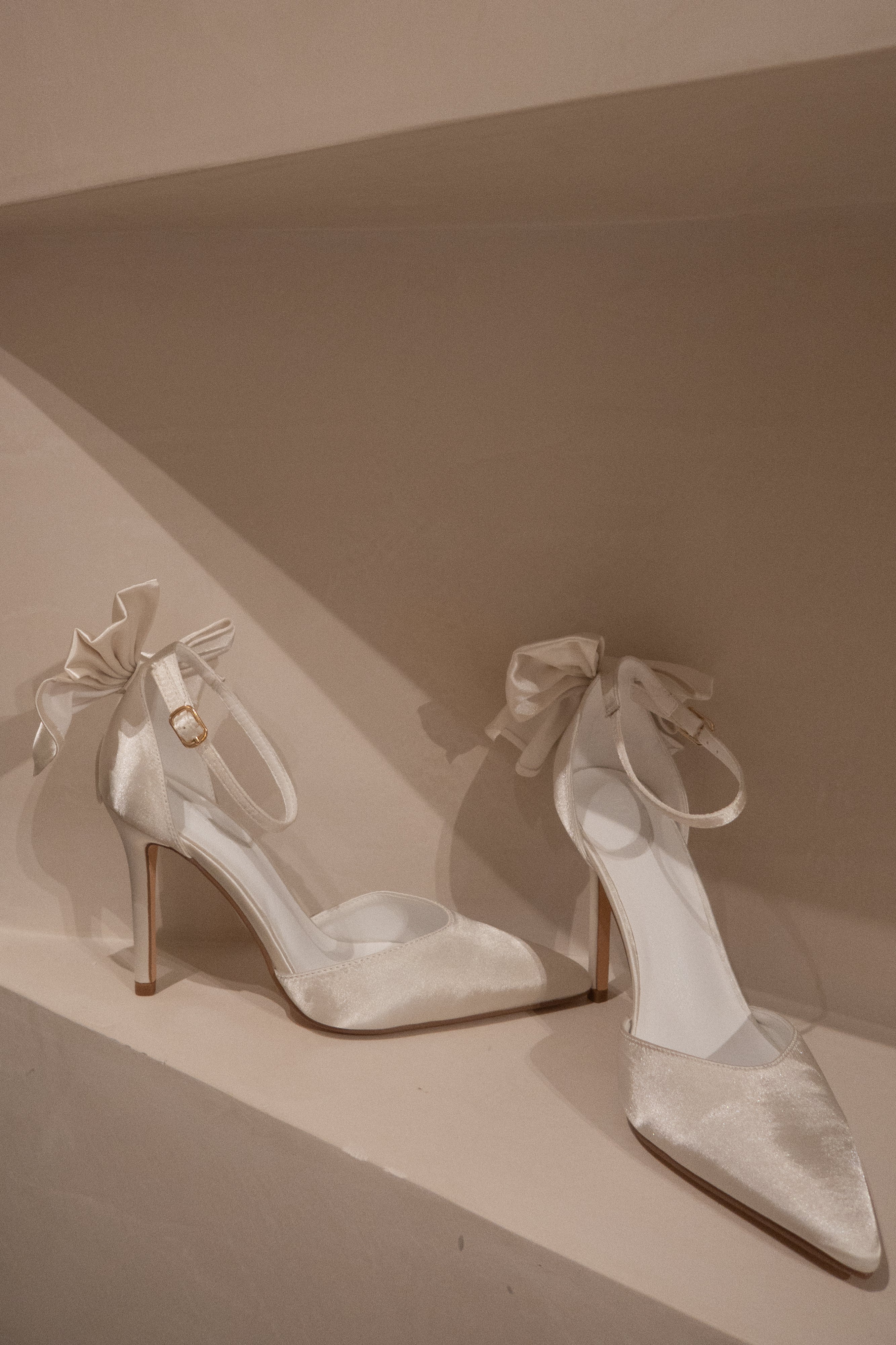 Charmed Satin Bow Heel - White - Image 9