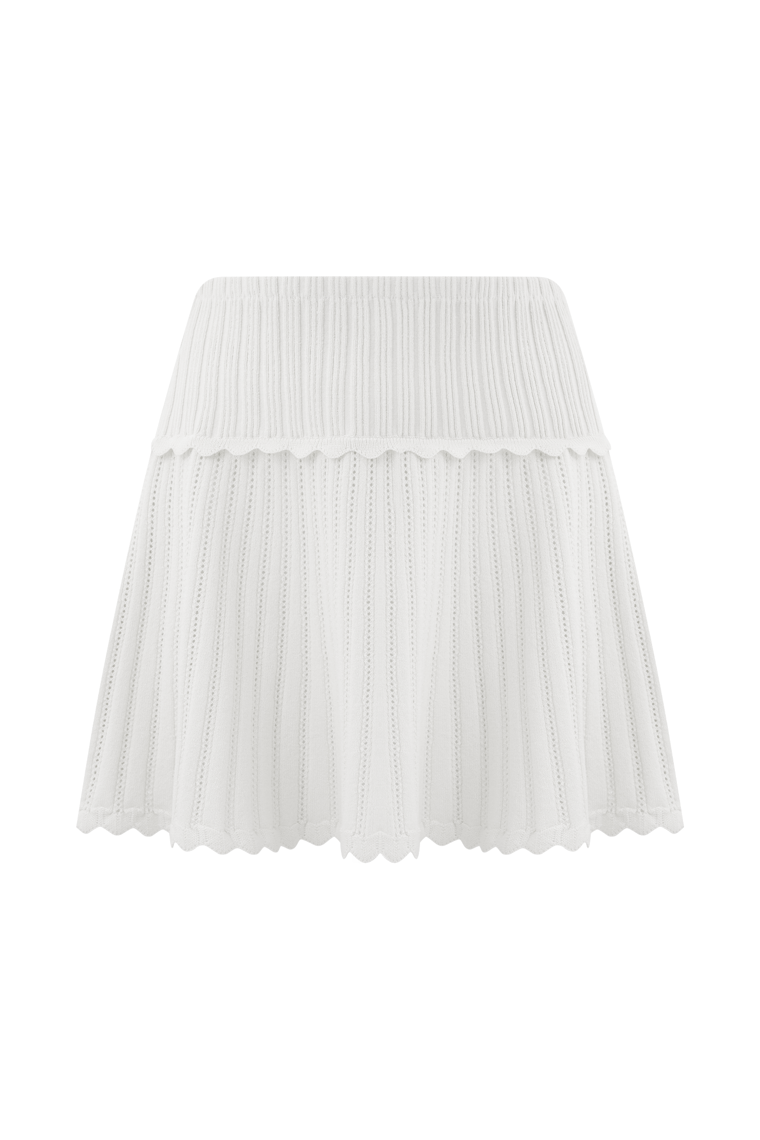 Indy Pointelle Knit Mini Skirt - Ivory - Image 8