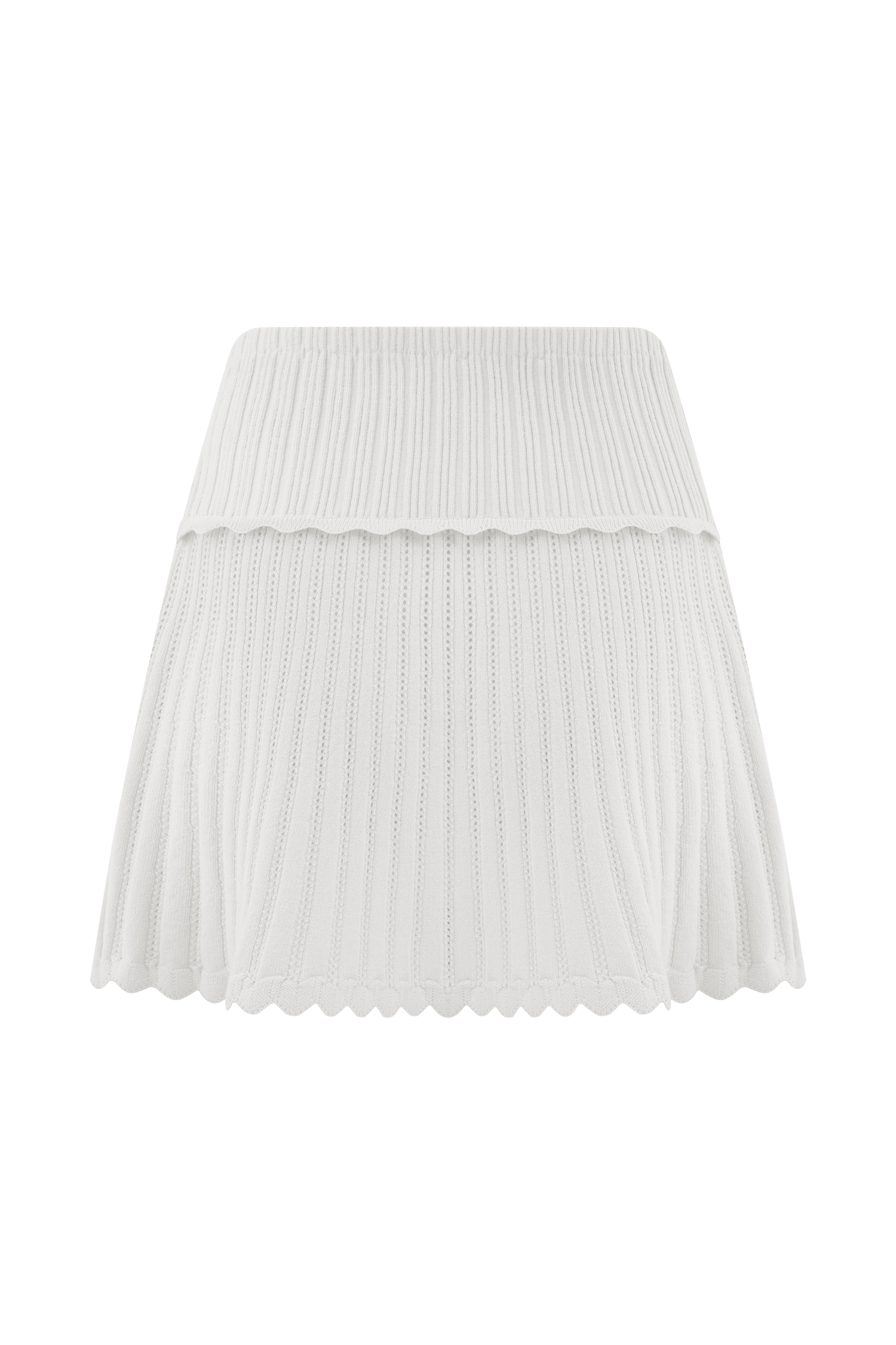 Indy Pointelle Knit Mini Skirt - Ivory - Image 7
