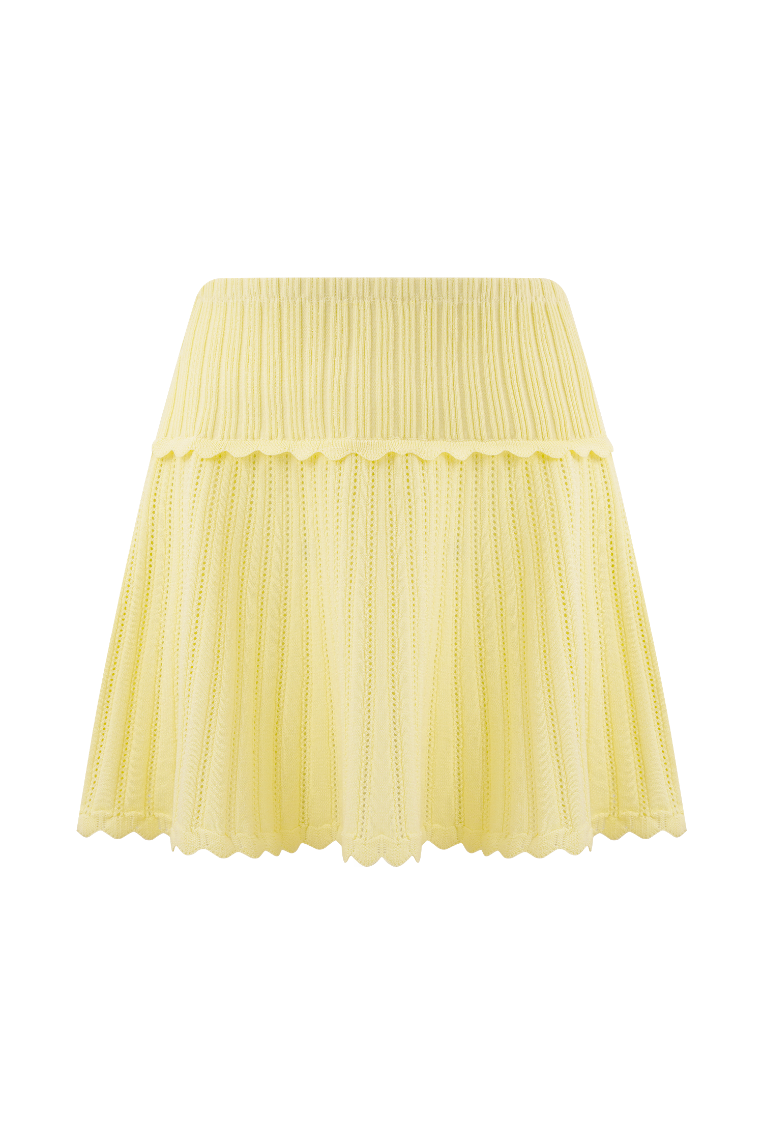 Indy Pointelle Knit Mini Skirt - Lemon - Image 10