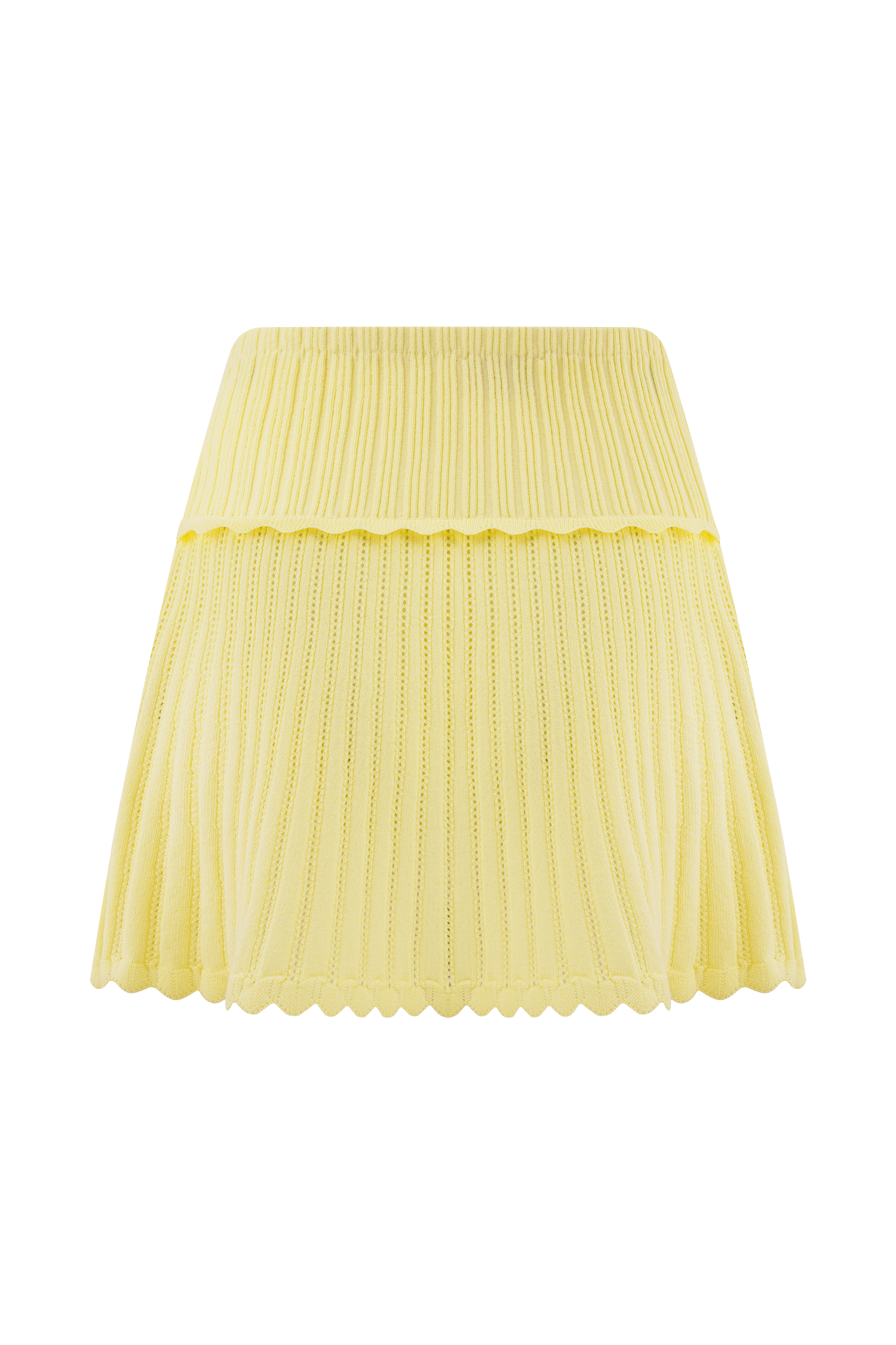 Indy Pointelle Knit Mini Skirt - Lemon - Image 11