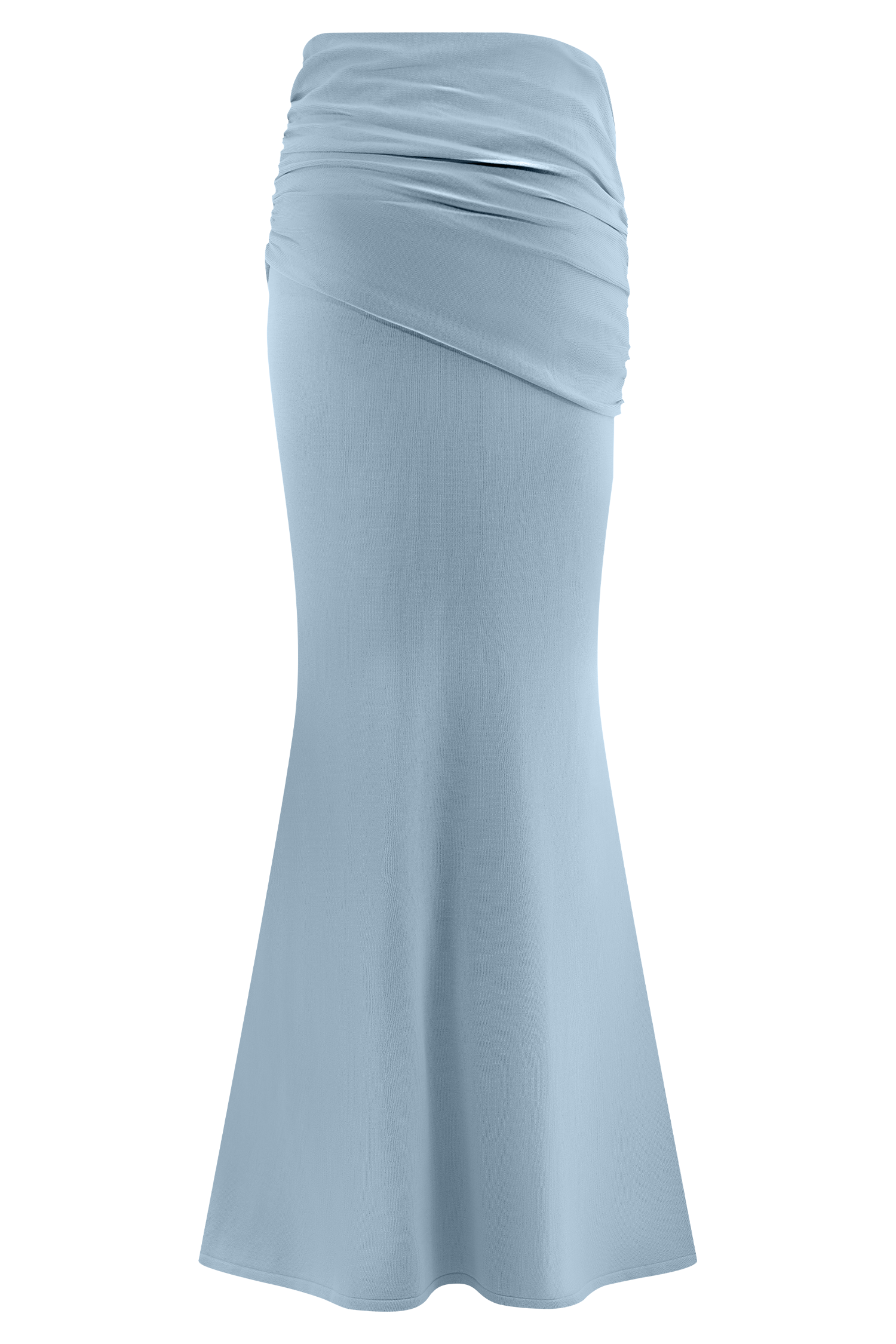 Irene Gathered Knit Maxi Skirt - Blue - Image 8