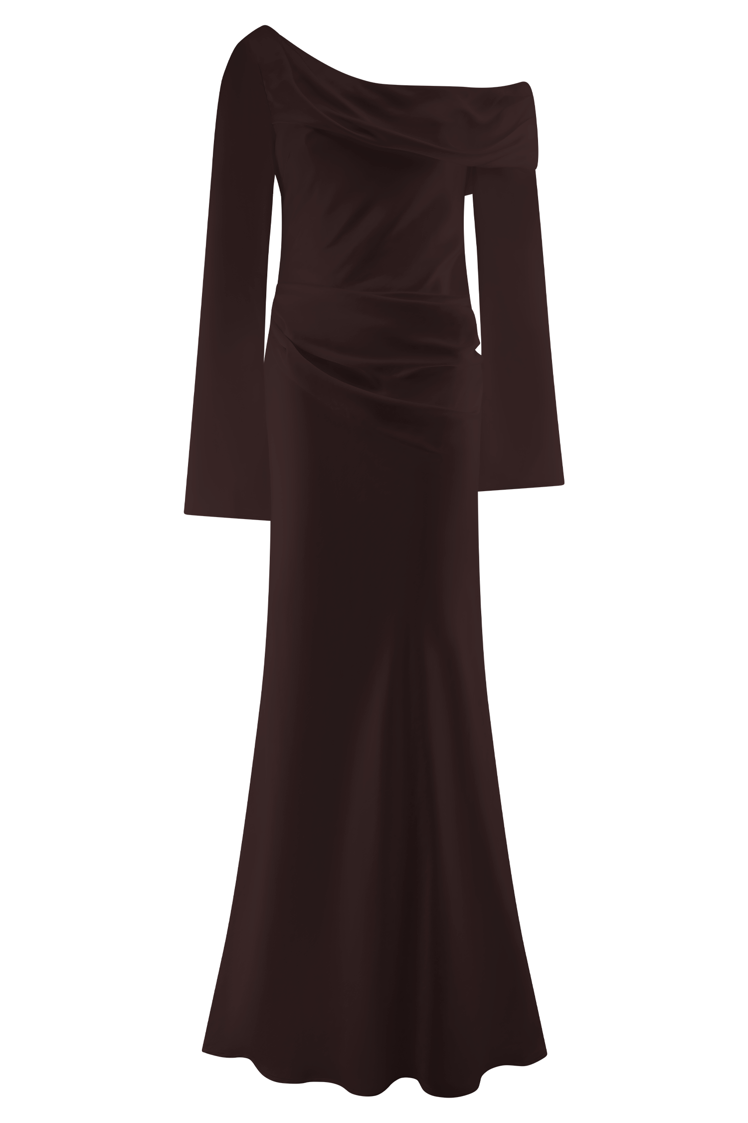 Iris Long Sleeve Satin Maxi Dress - Dark Chocolate - Image 11