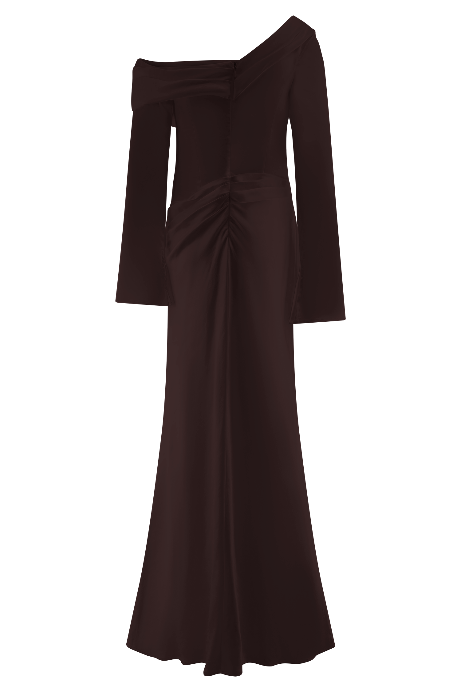 Iris Long Sleeve Satin Maxi Dress - Dark Chocolate - Image 10