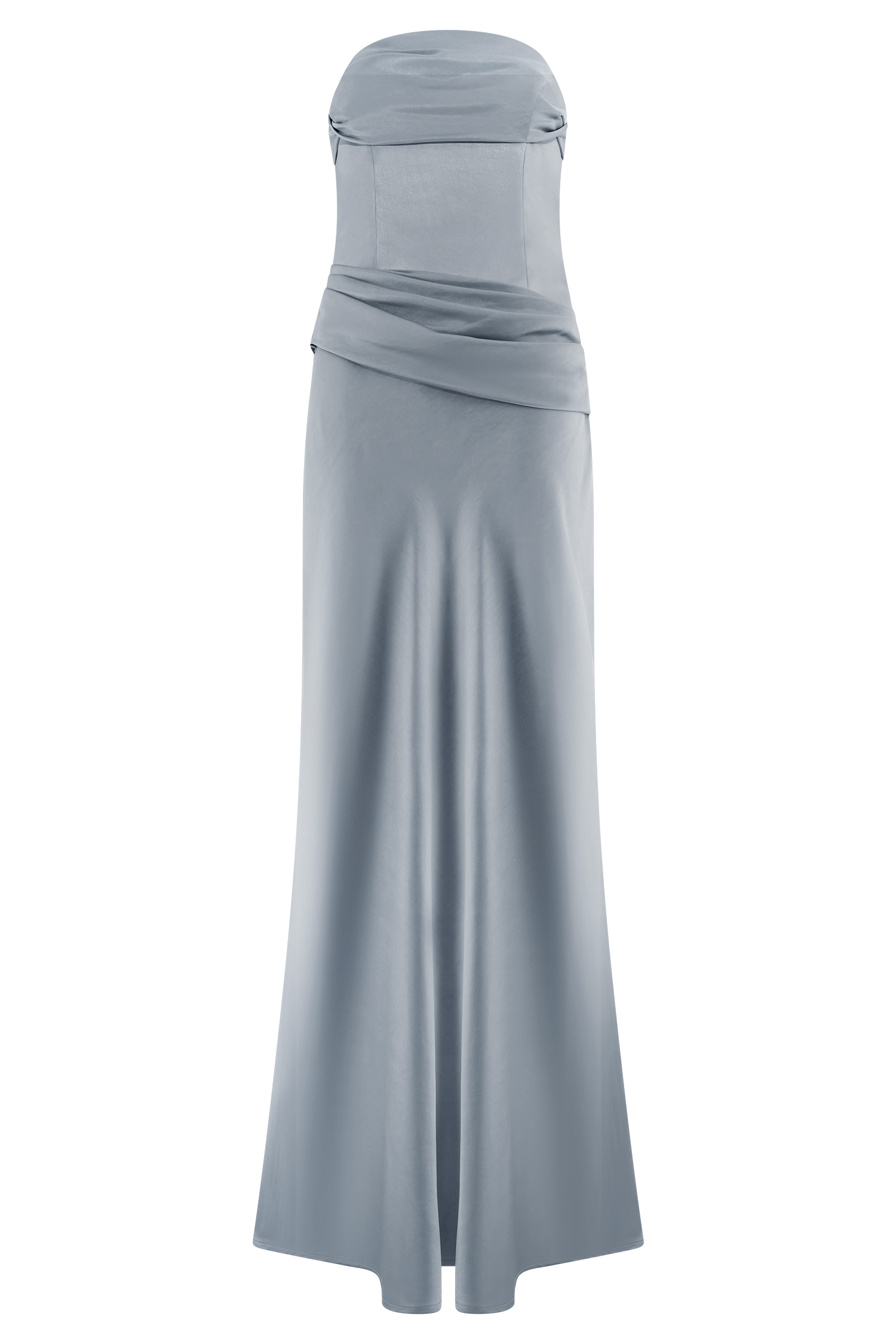 Jasmine Strapless Satin Maxi Dress - Frosted Blue - Image 14