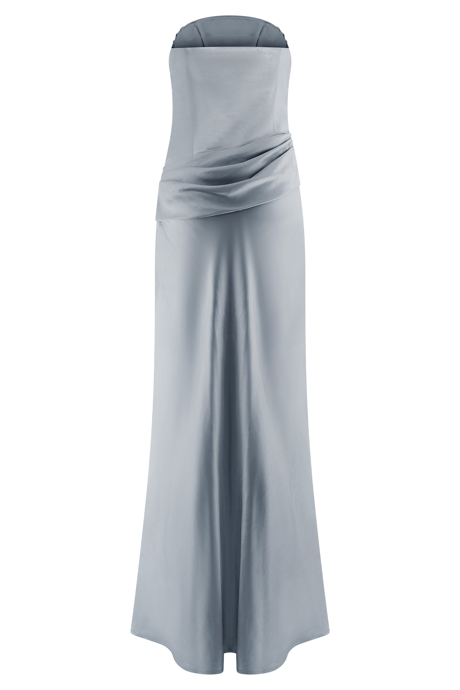 Jasmine Strapless Satin Maxi Dress - Frosted Blue - Image 13