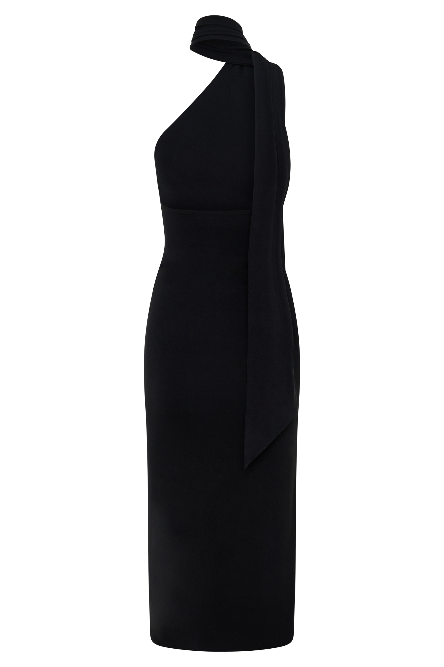 Jemma One Shoulder Tie Midi Dress - Black - Image 8
