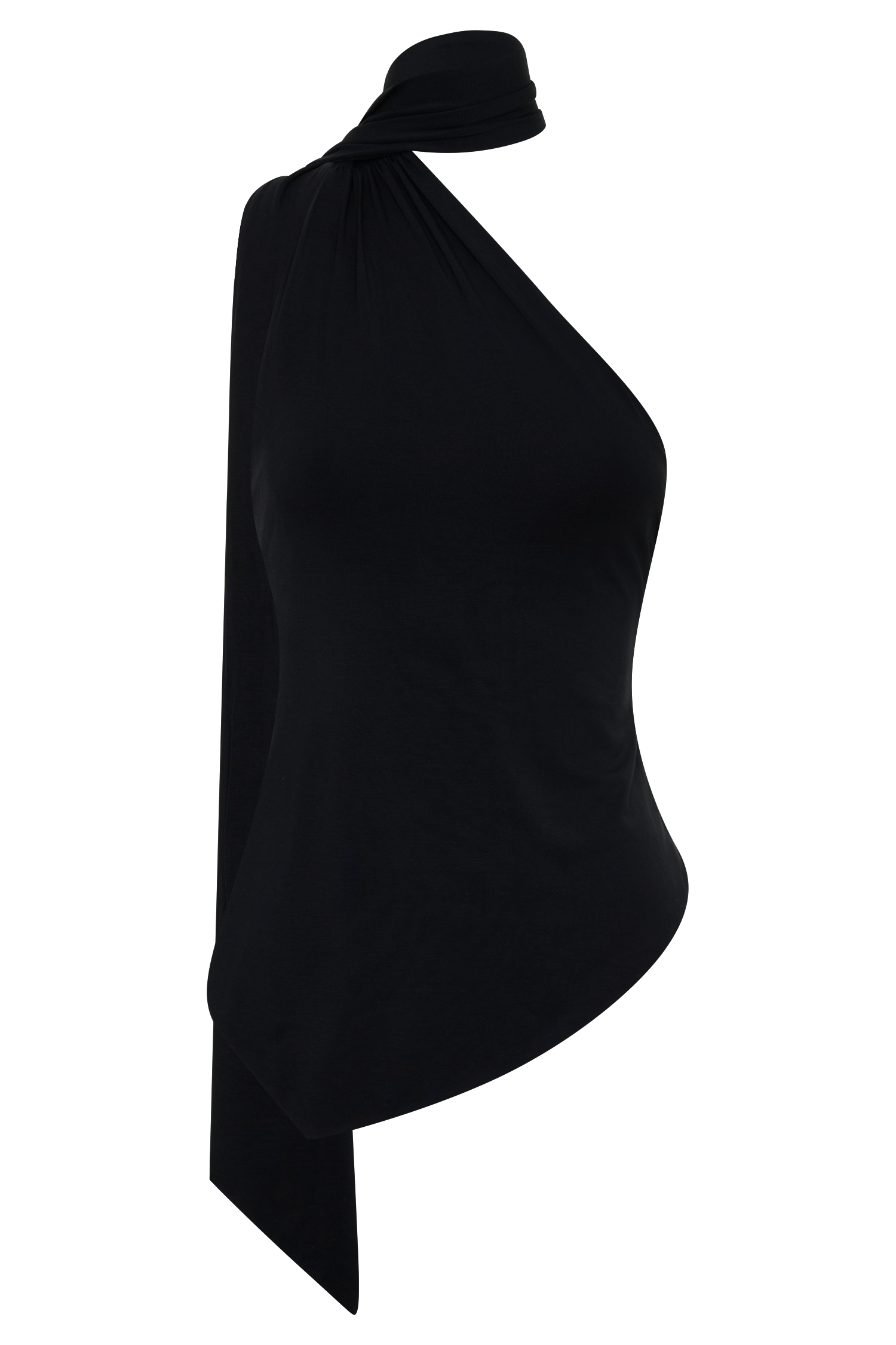 Jemma One Shoulder Tie Top - Black - Image 7