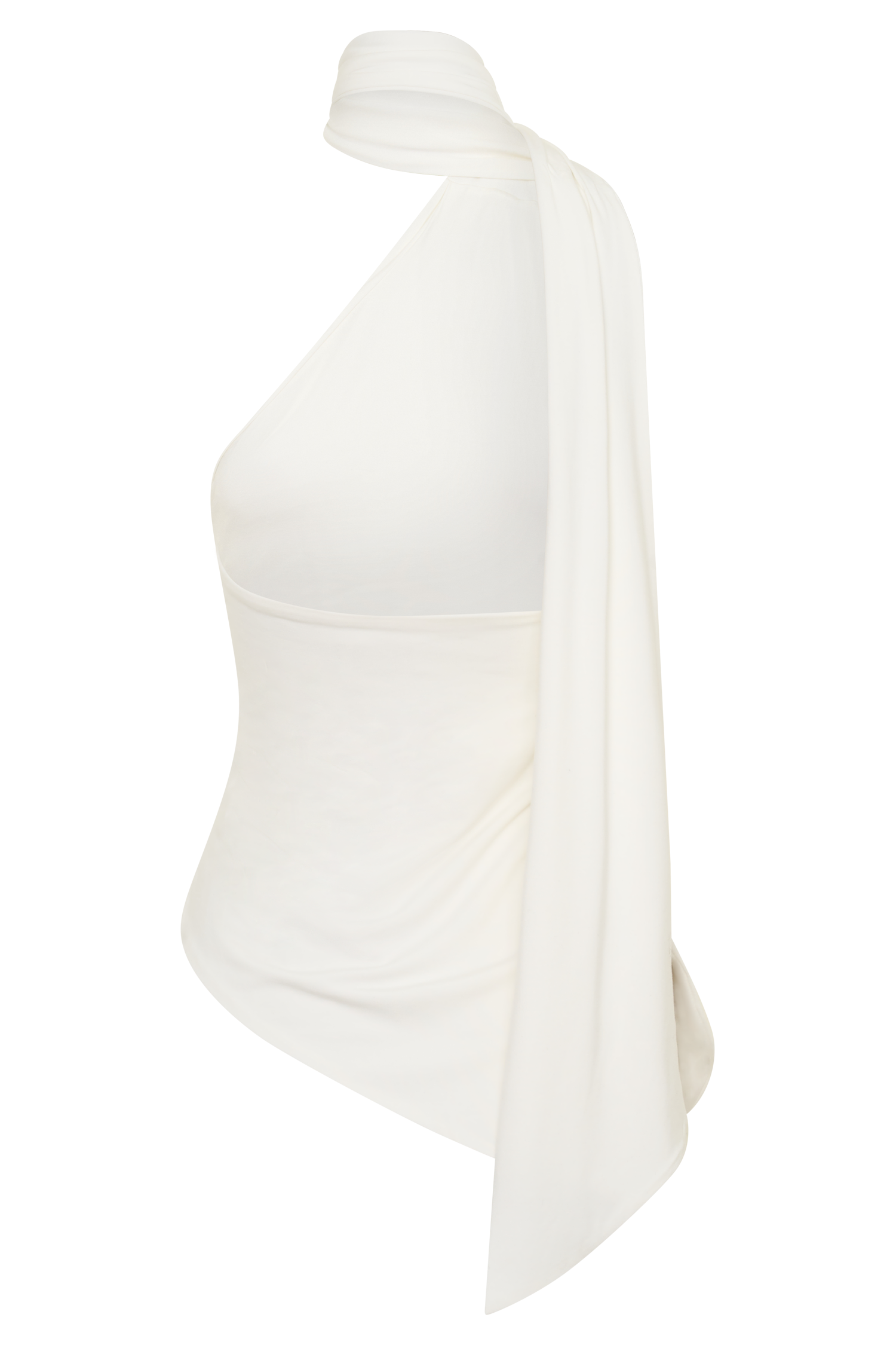 Jemma One Shoulder Tie Top - White - Image 8