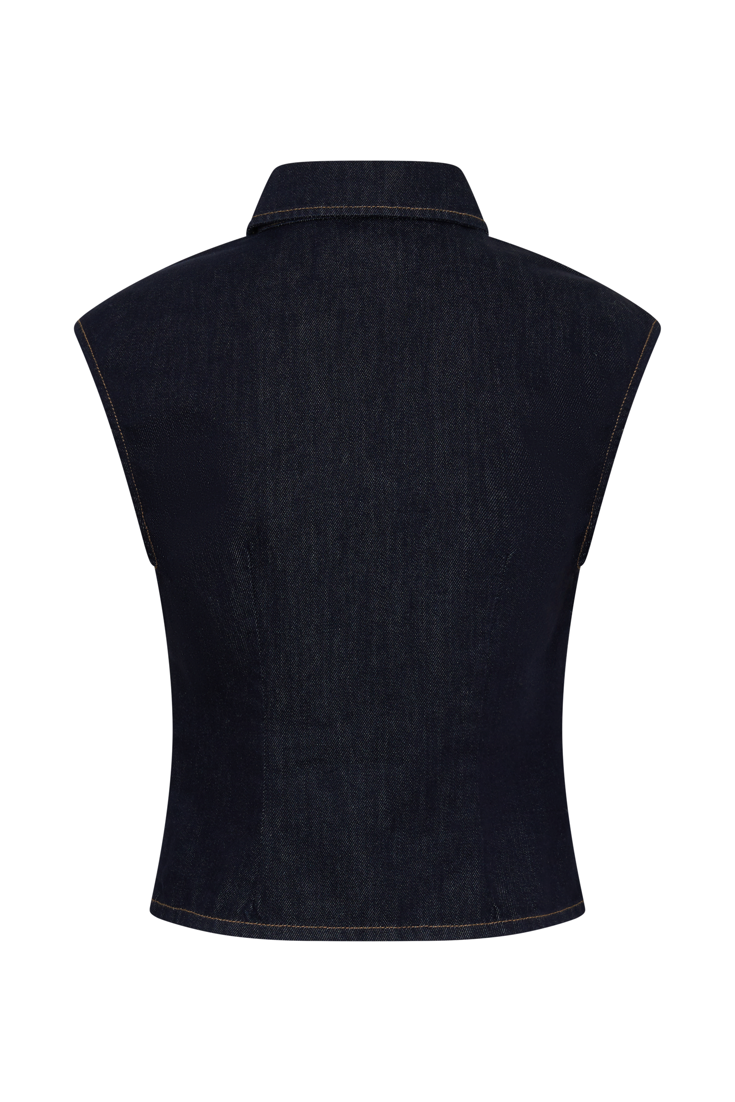 Jeremy Collared Denim Longline Top - Washed Indigo Blue - Image 8