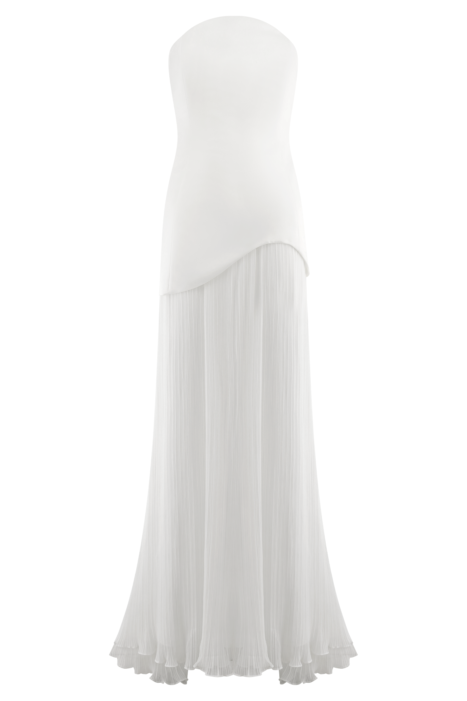 Juno Strapless Pleated Maxi Gown - White - Image 15