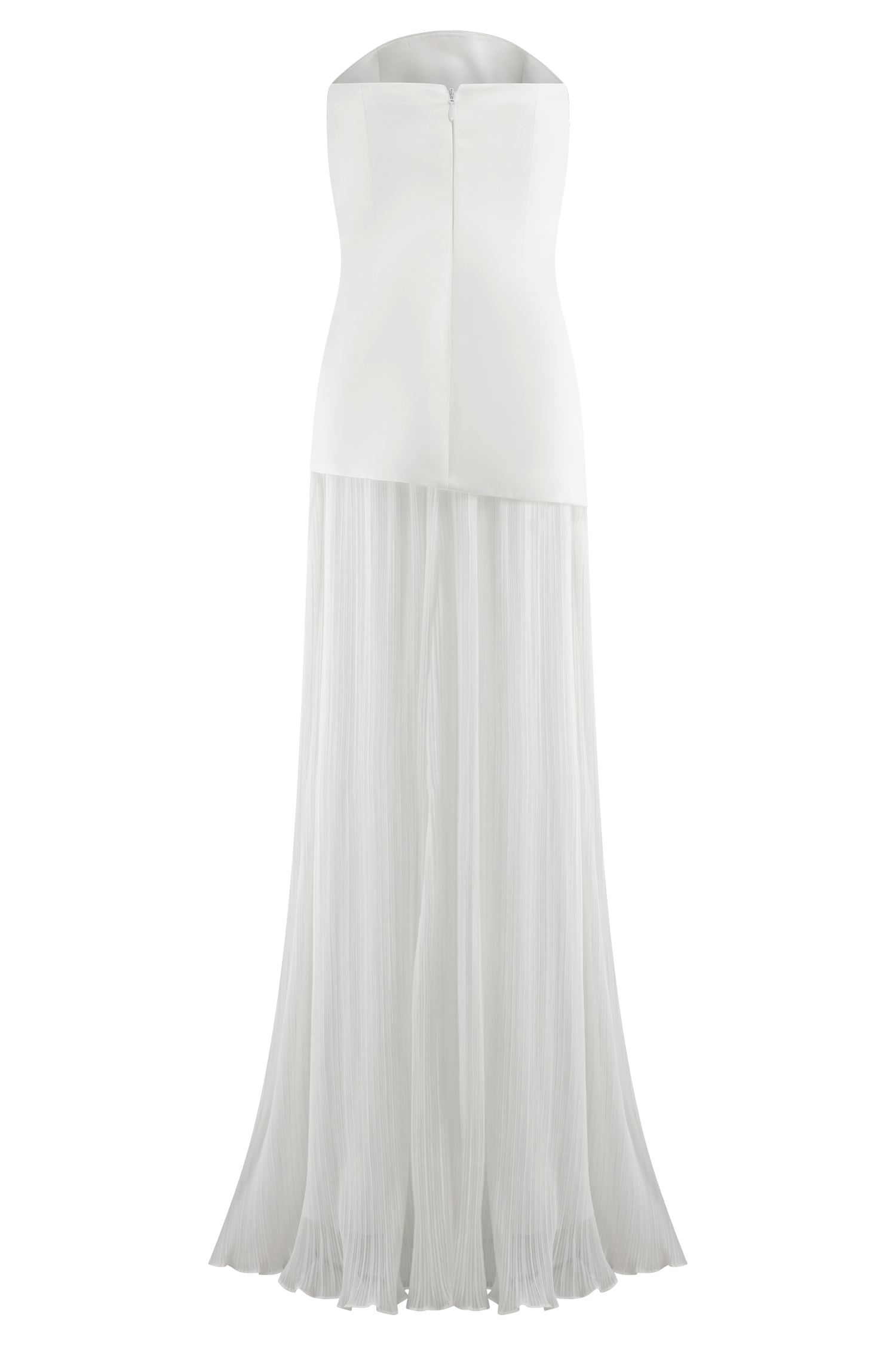 Juno Strapless Pleated Maxi Gown - White - Image 14