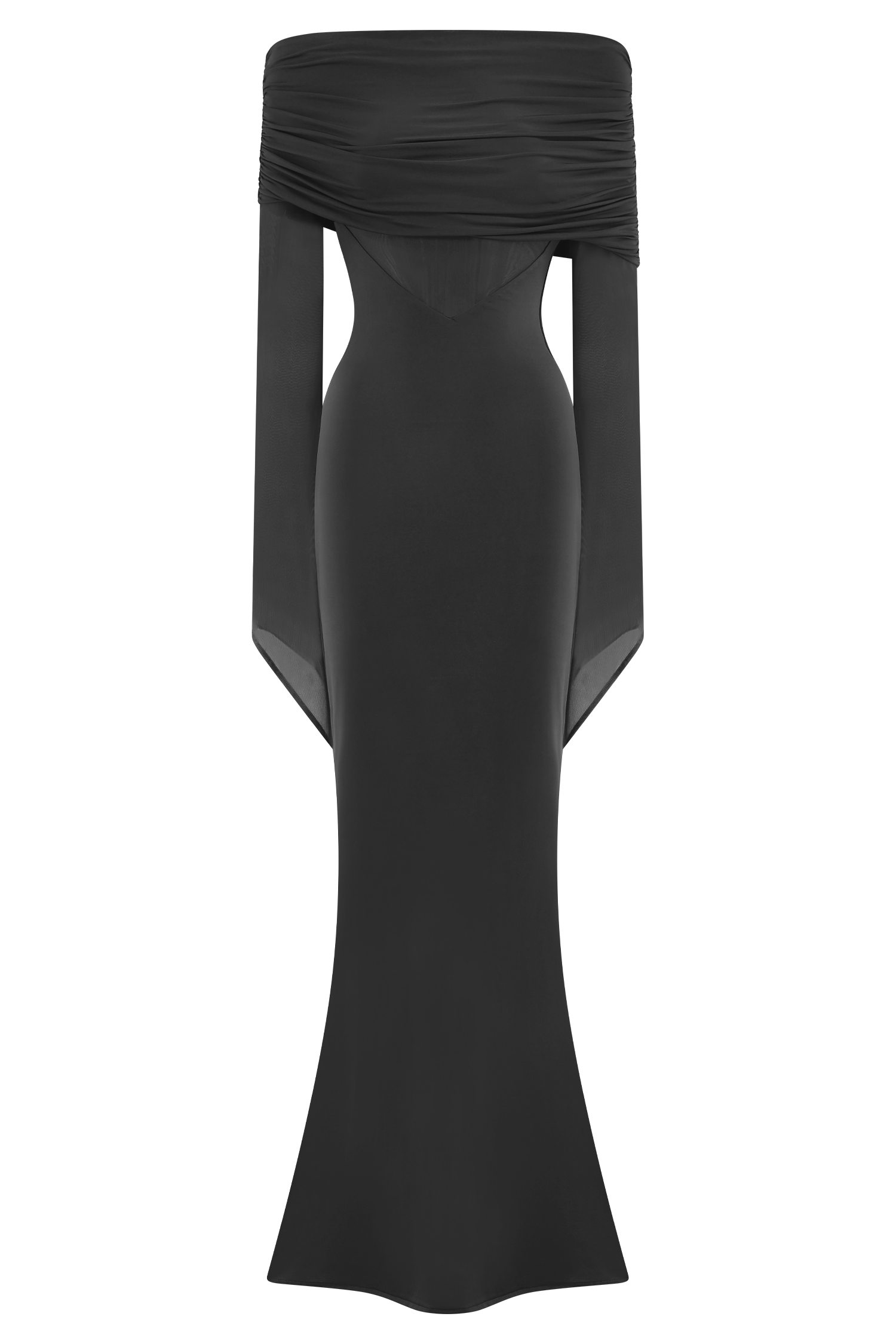 Kaitlin One Shoulder Slinky And Mesh Maxi Dress - Black - Image 8