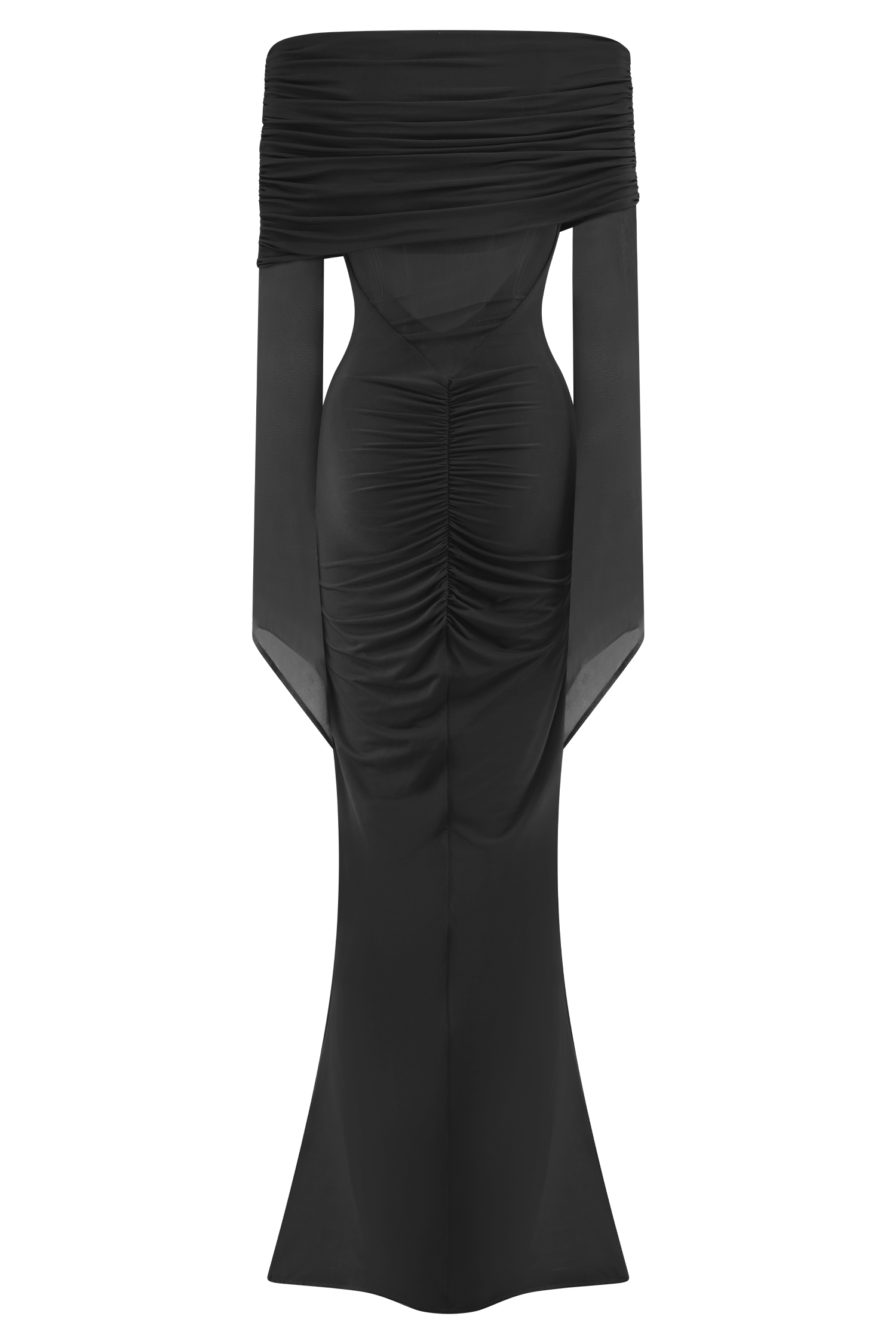 Kaitlin One Shoulder Slinky And Mesh Maxi Dress - Black - Image 9