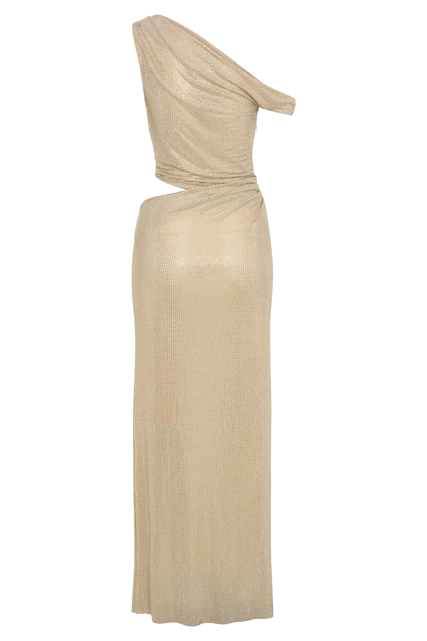 Kenny Diamante One Shoulder Maxi Dress - Gold - Image 9
