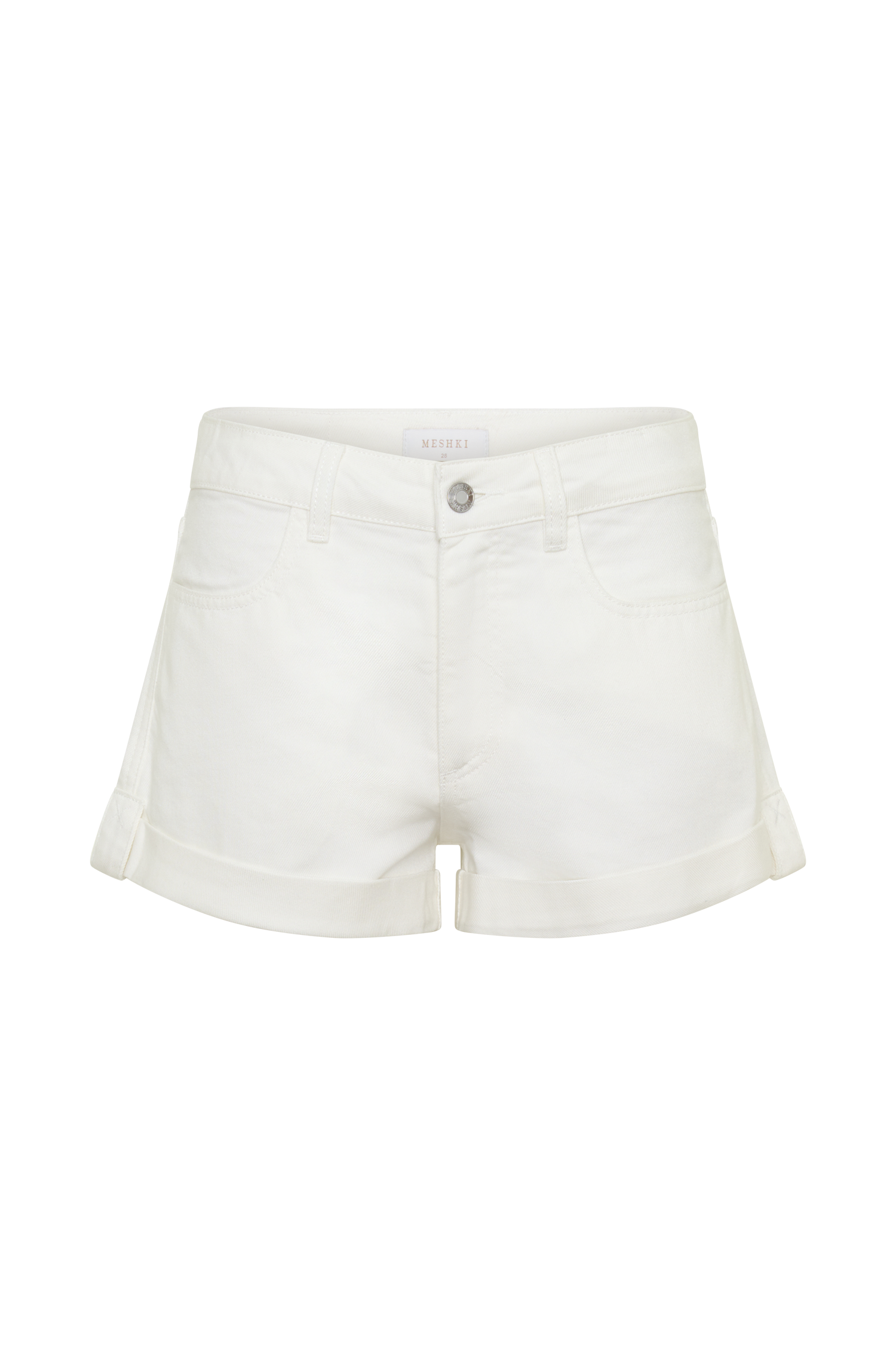Krissy Rolled Hem Denim Shorts - White - Image 9
