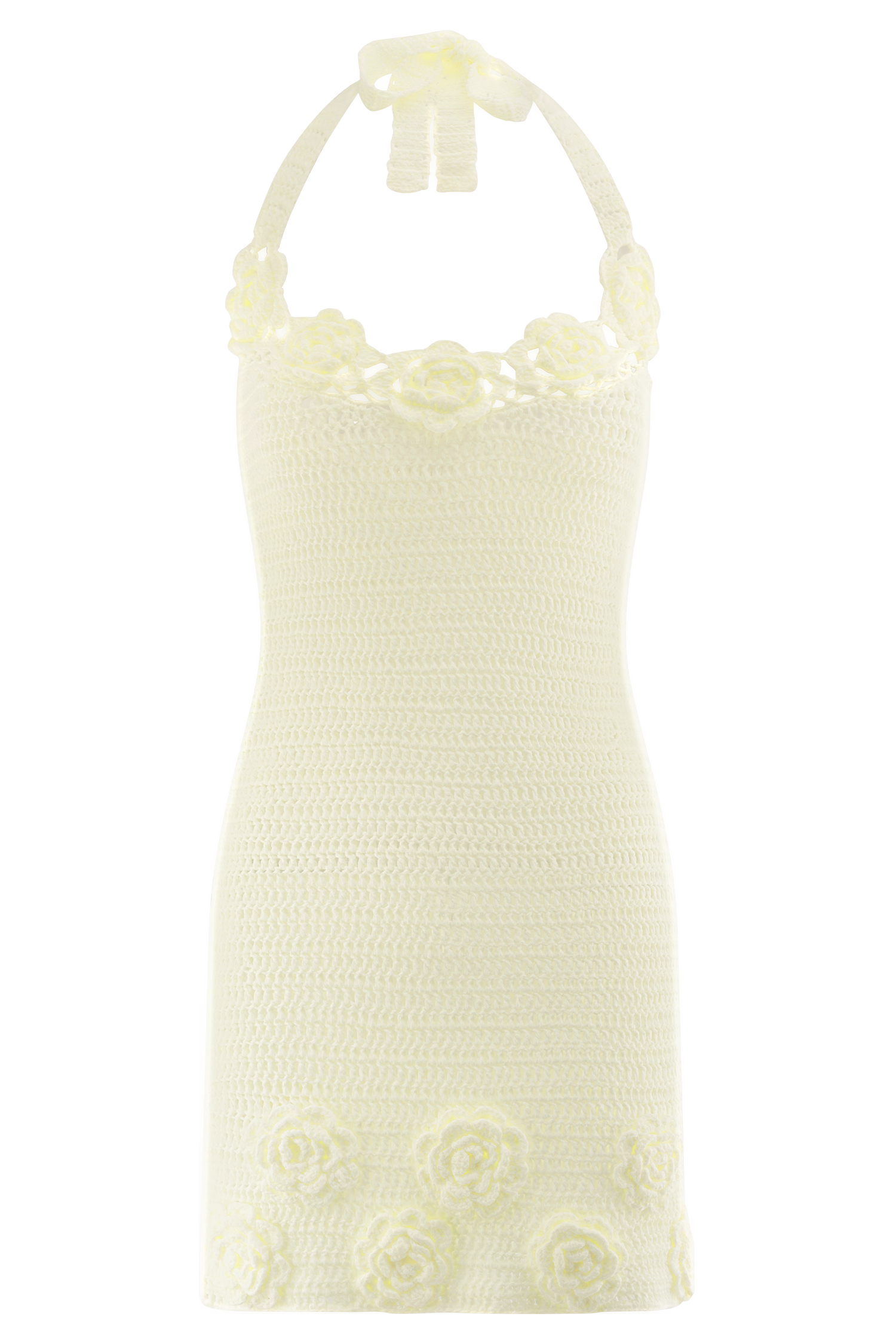 Liyah Floral Hand Crochet Mini Dress - Ivory - Image 9
