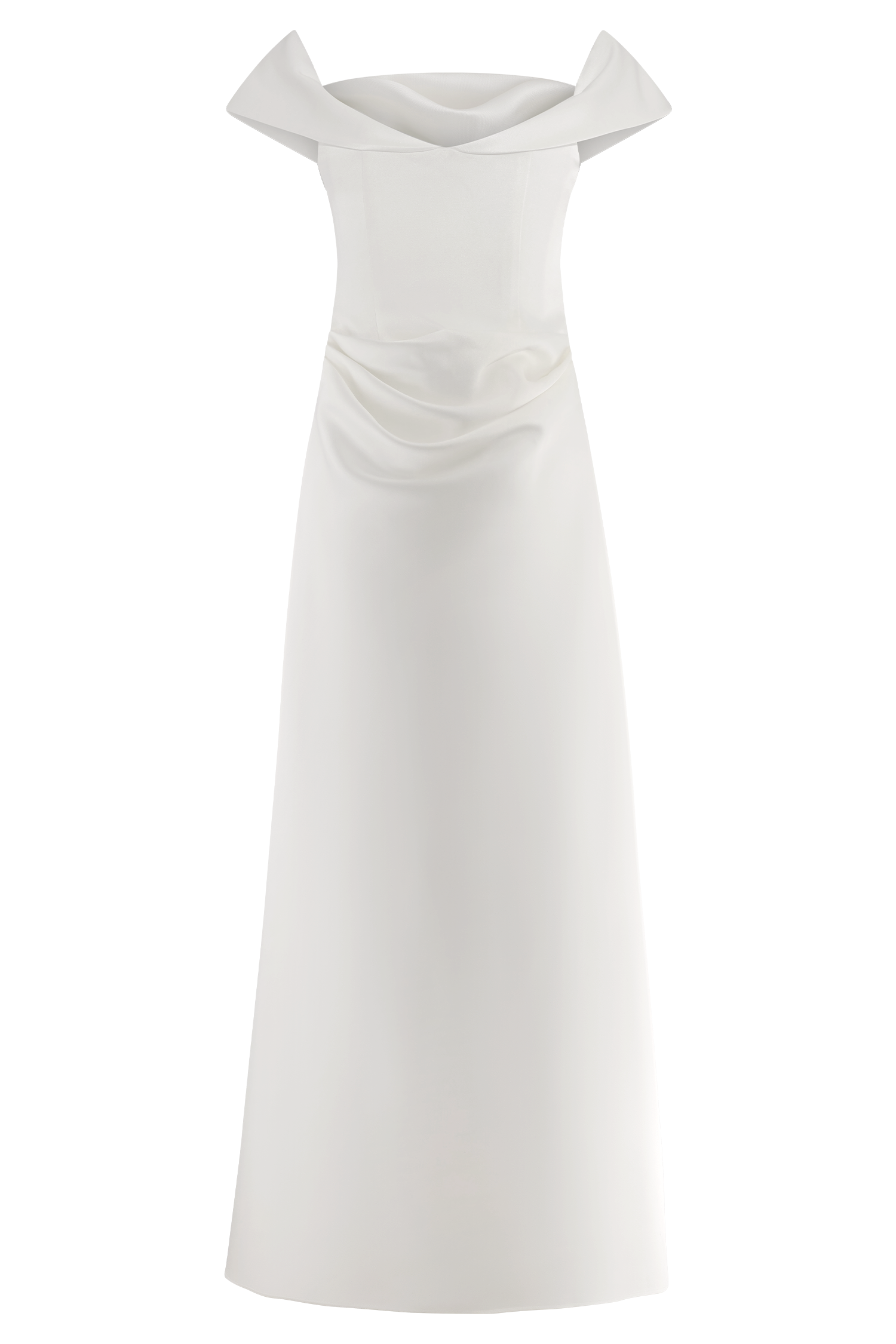 Luna Satin Off Shoulder Gown - White - Image 7
