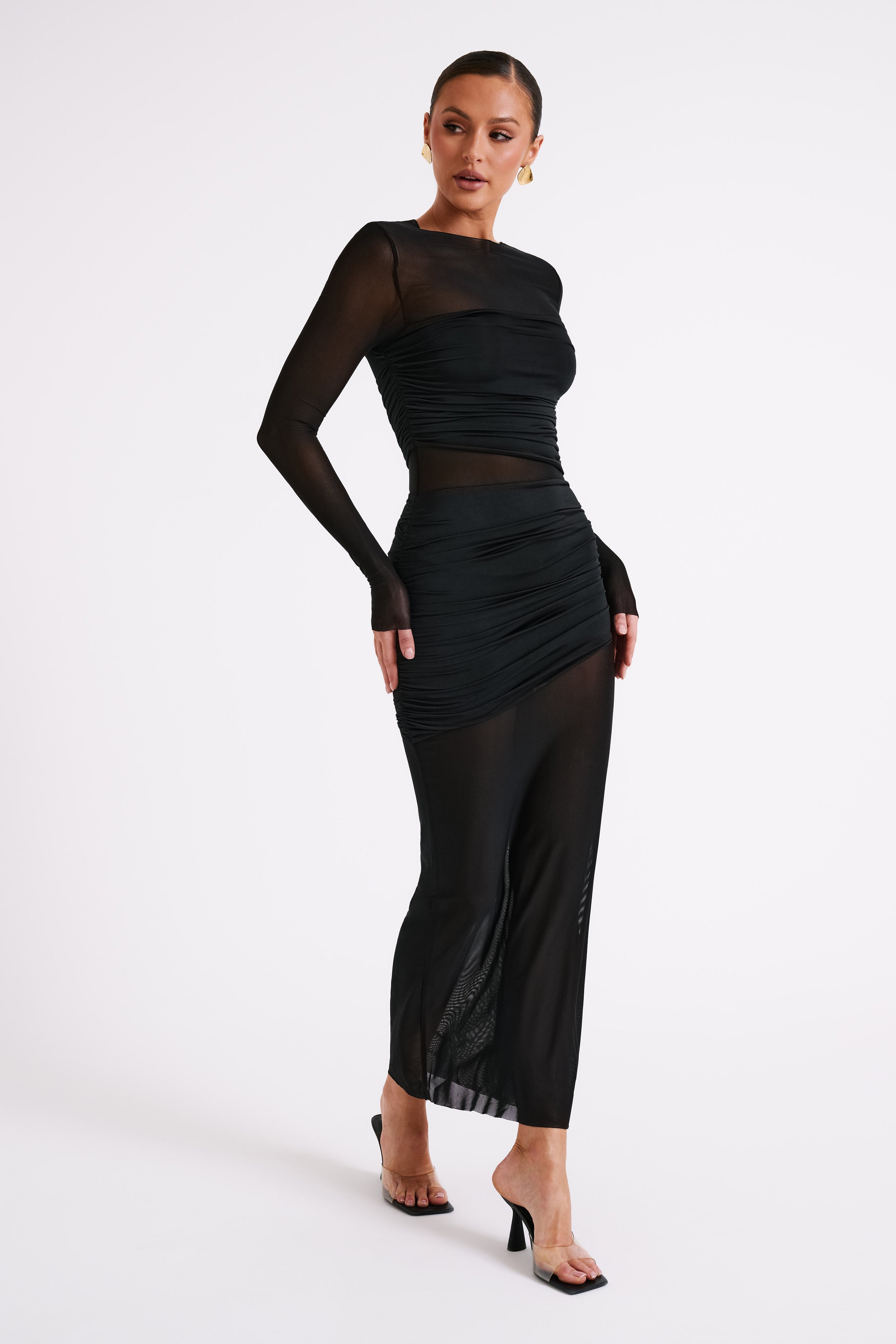 Kate Mesh And Nylon Maxi Dress - Black - Image 4