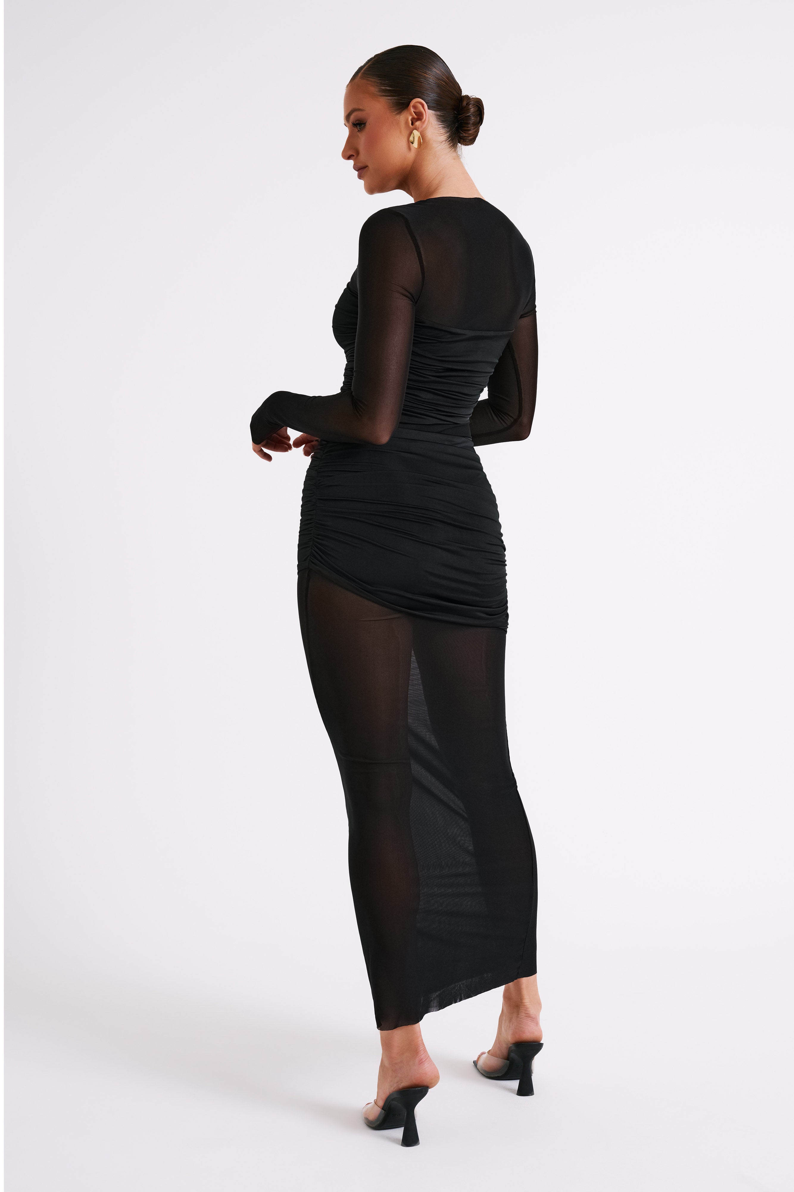 Kate Mesh And Nylon Maxi Dress - Black - Image 3