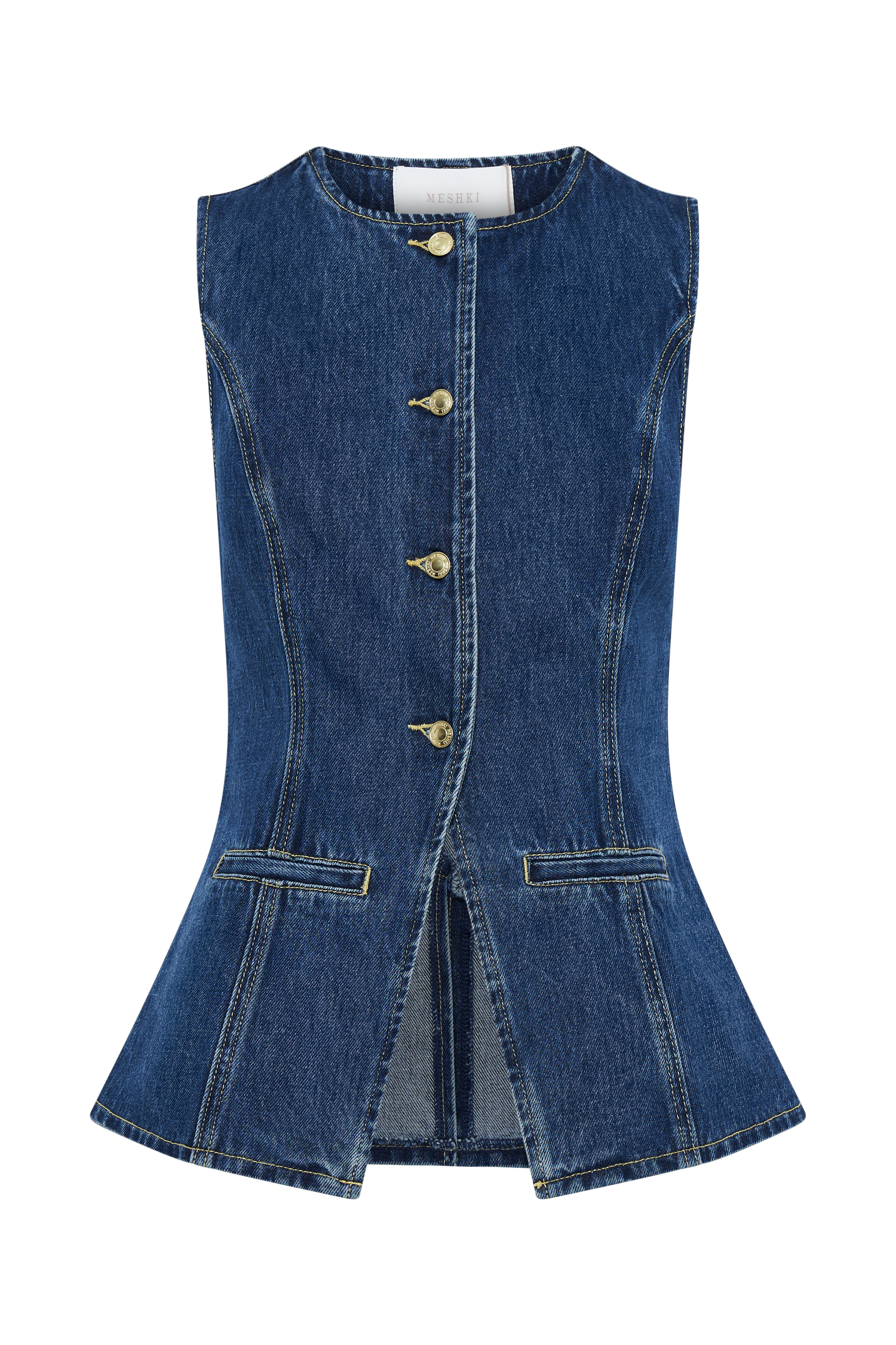 Abel Denim Button Up Top - Dark Blue - Image 6