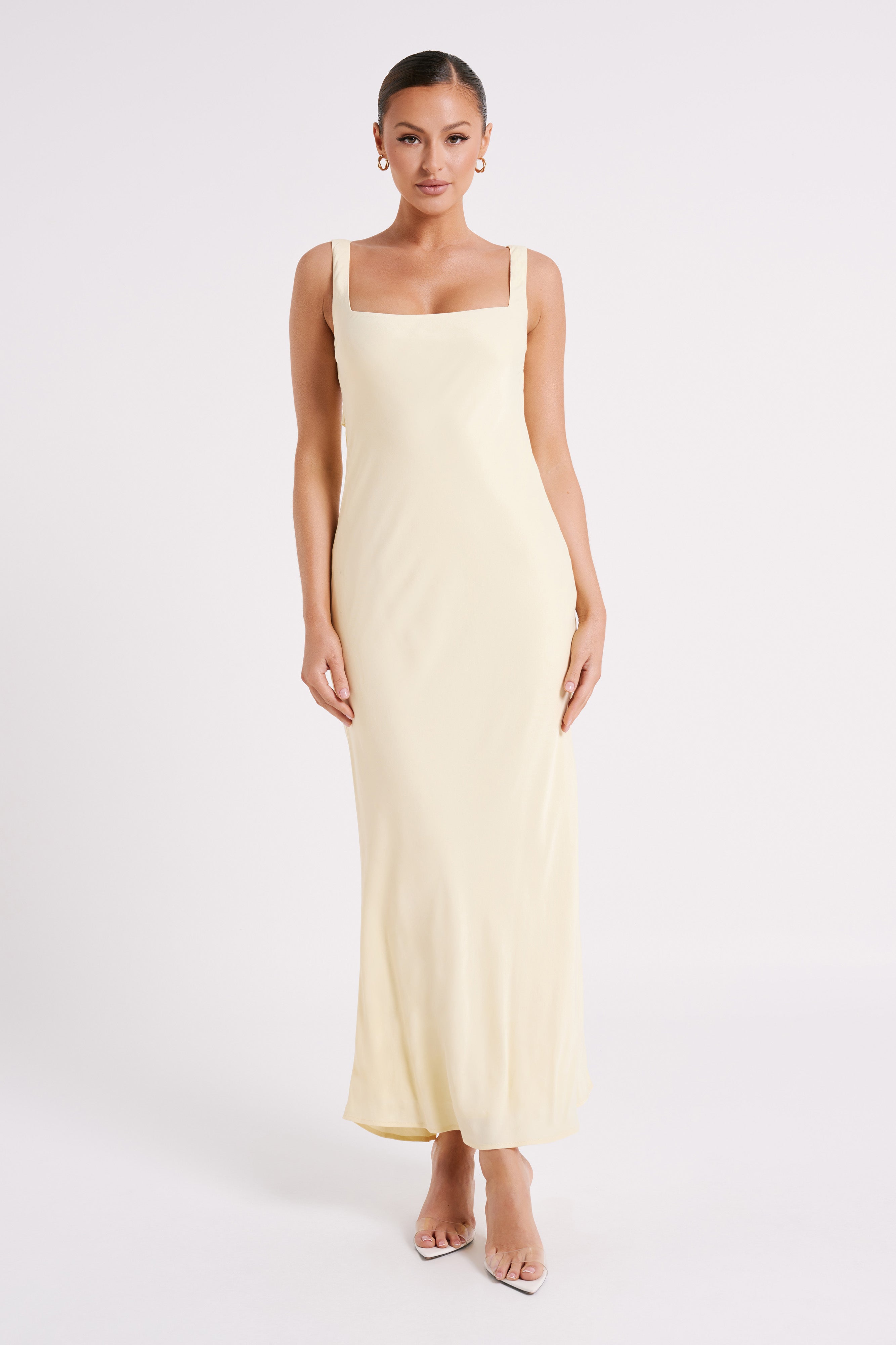 Alternative view of Ensley Satin Maxi Dress - Light Yellow