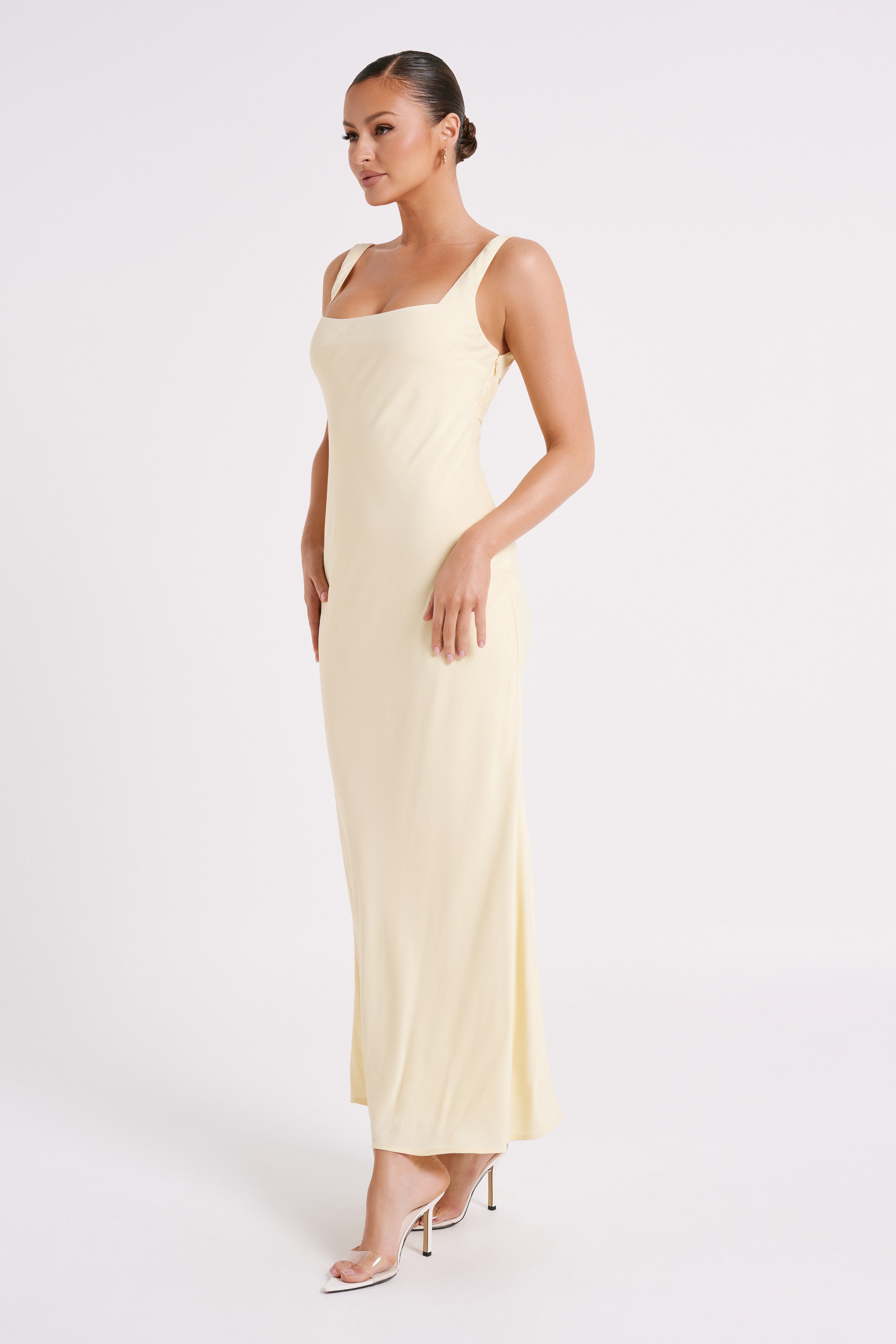 Ensley Satin Maxi Dress - Light Yellow - Image 4