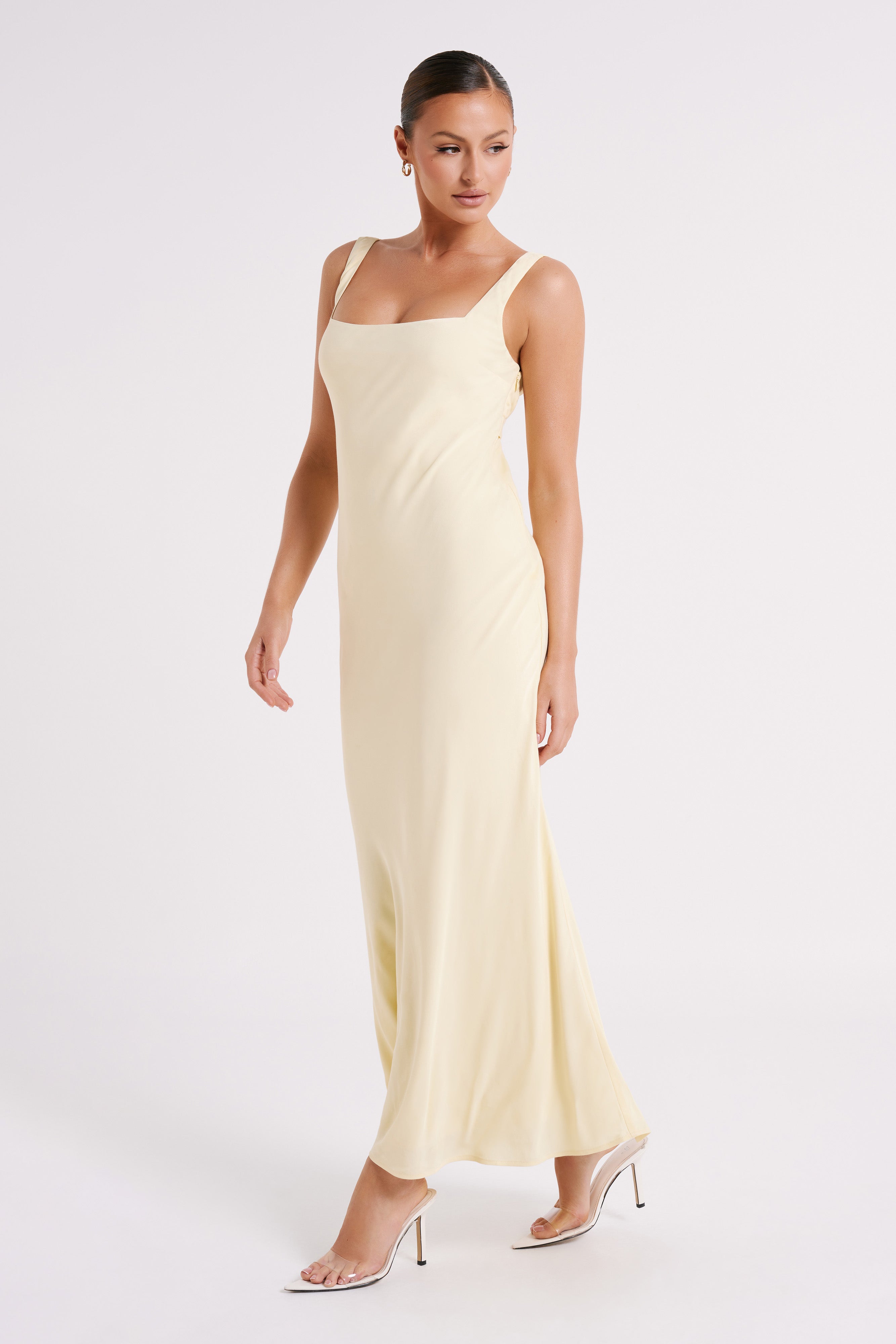 Ensley Satin Maxi Dress - Light Yellow - Image 5