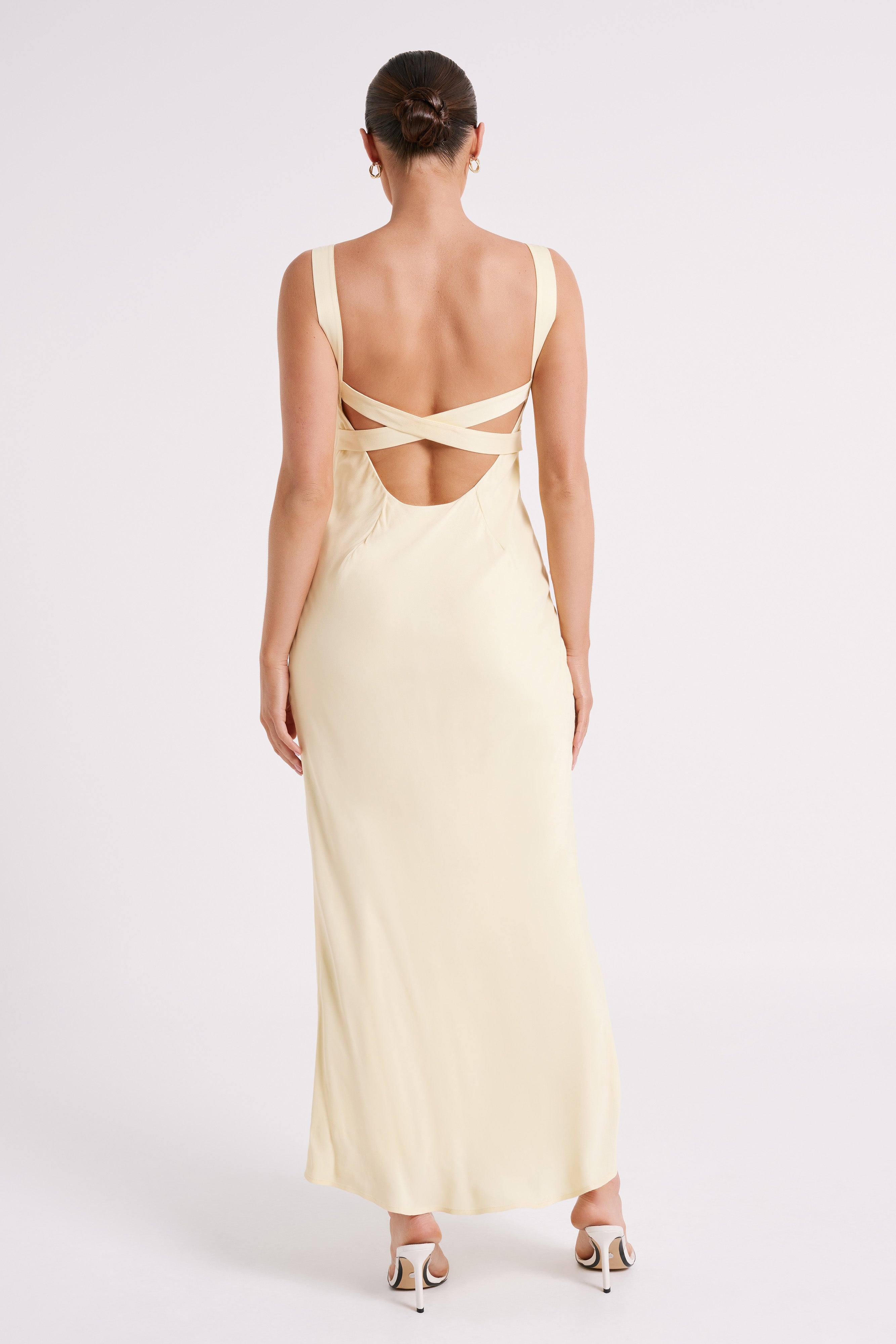 Ensley Satin Maxi Dress - Light Yellow - Image 3