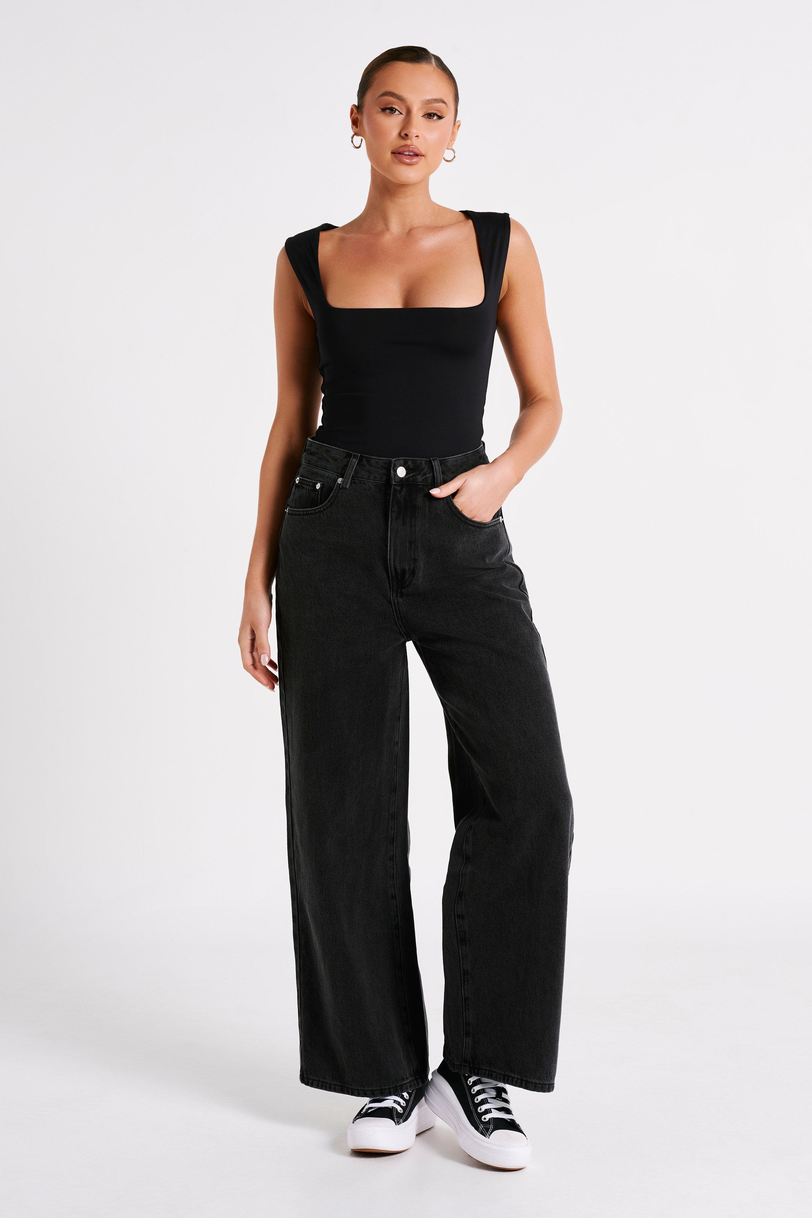 Linley Recycled Nylon Long Line Top - Black - Image 3