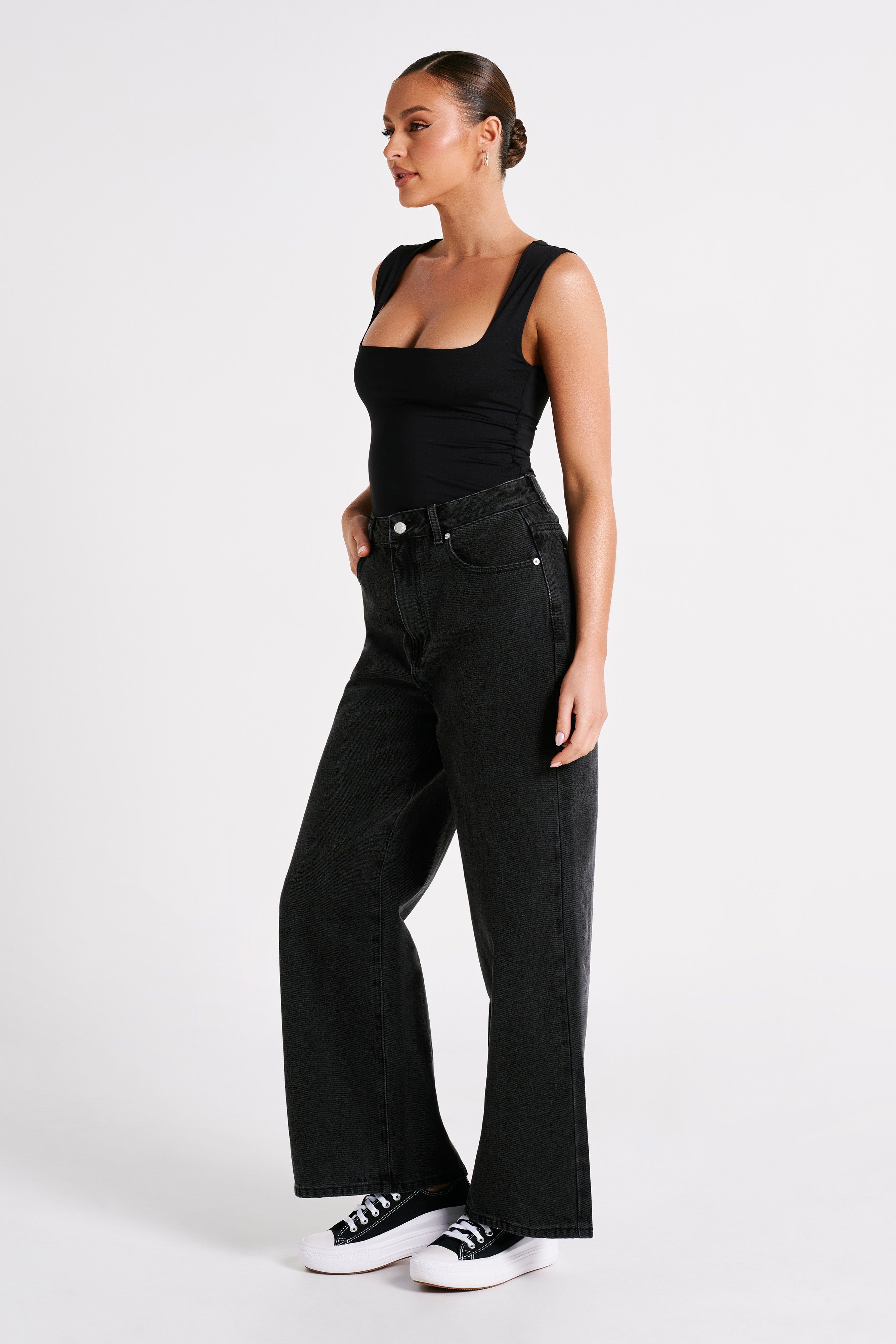 Linley Recycled Nylon Long Line Top - Black - Image 5