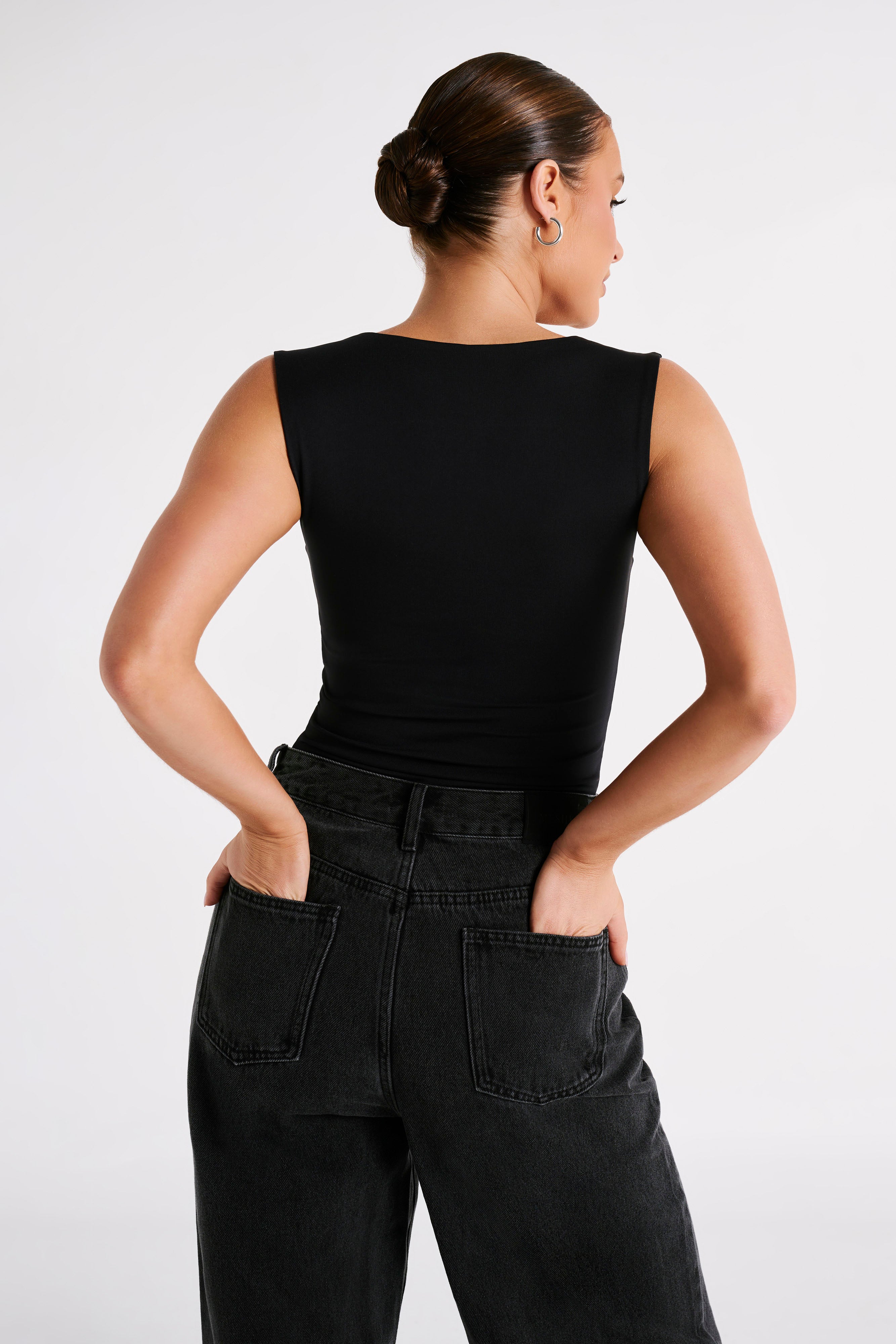 Alternative view of Linley Recycled Nylon Long Line Top - Black